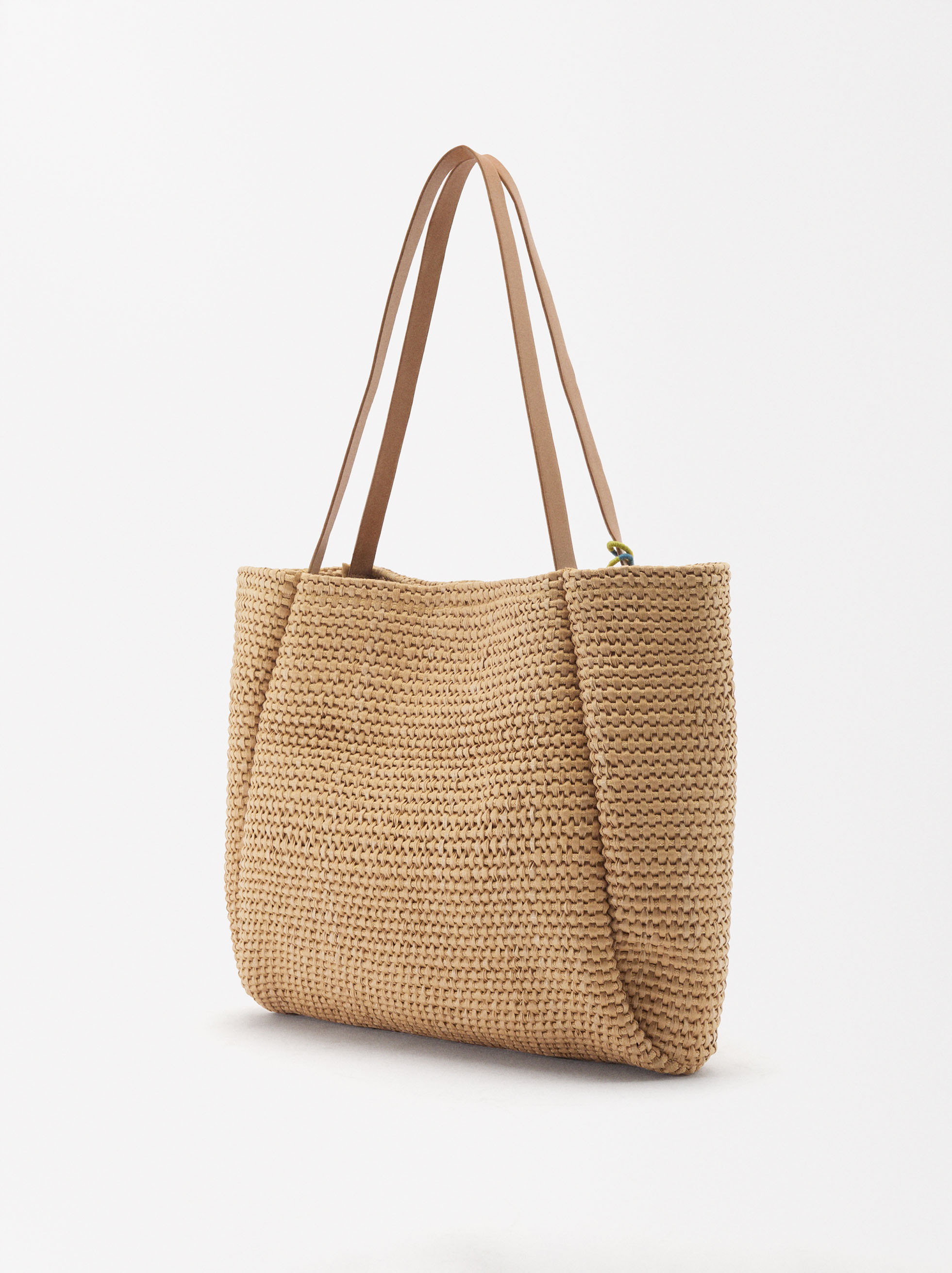 Bolso Shopper Efecto Rafia Natural Parfois
