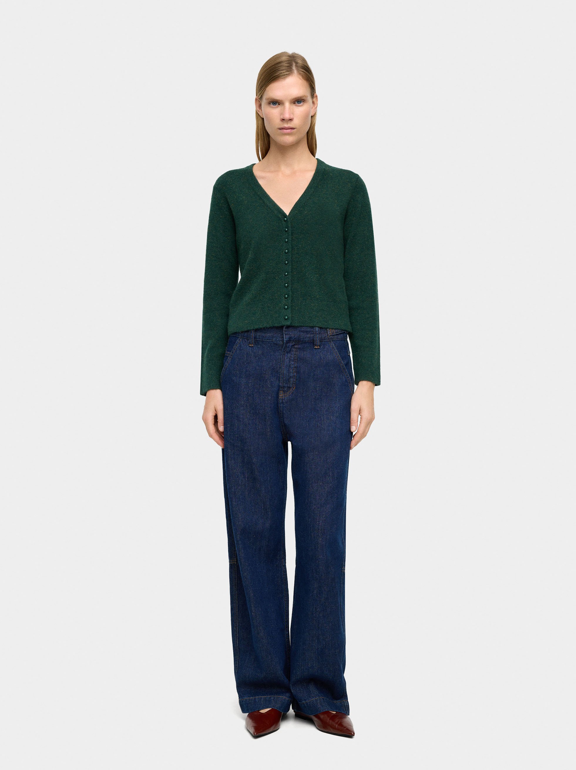 V-neck knit cardigan image number 1.0