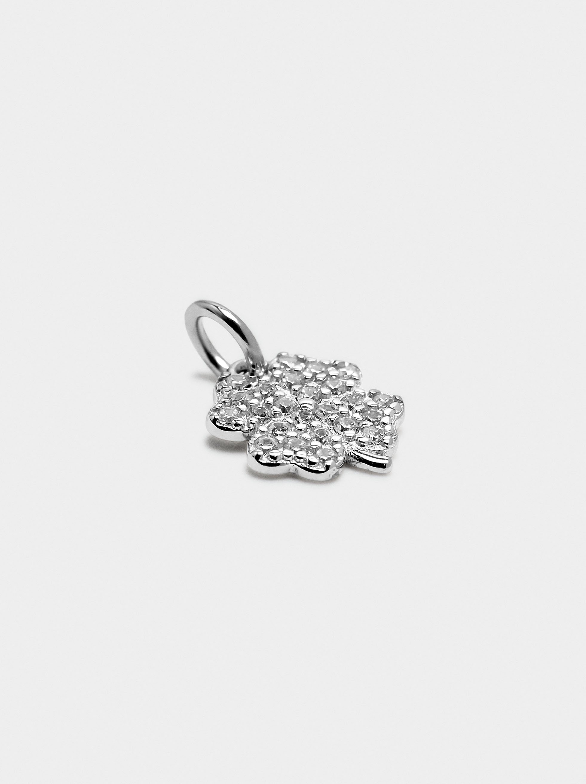 Clover charm with cubic zirconias – 925 sterling silver image number 1.0