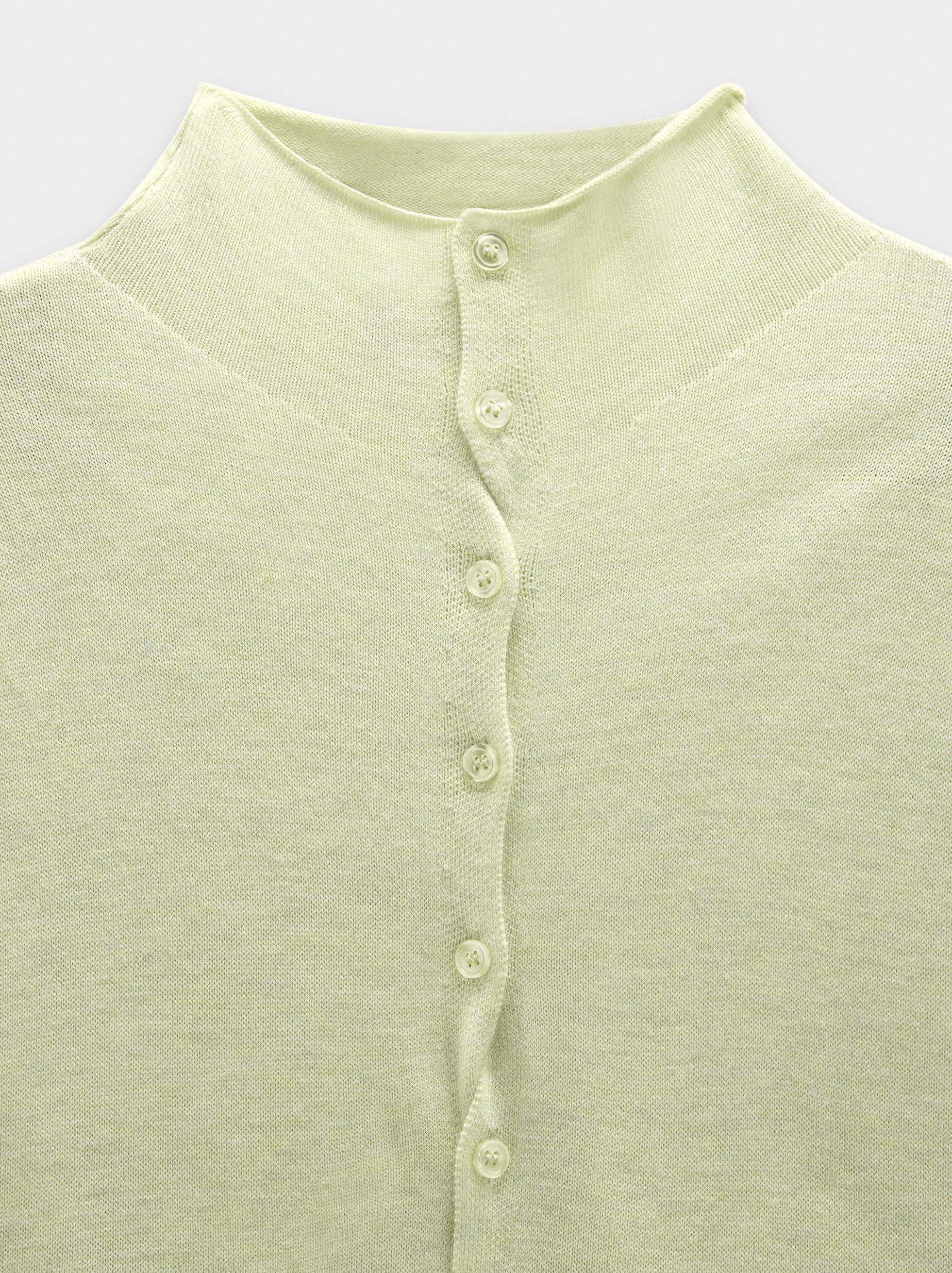Knit mesh cardigan with high neck image number 6.0