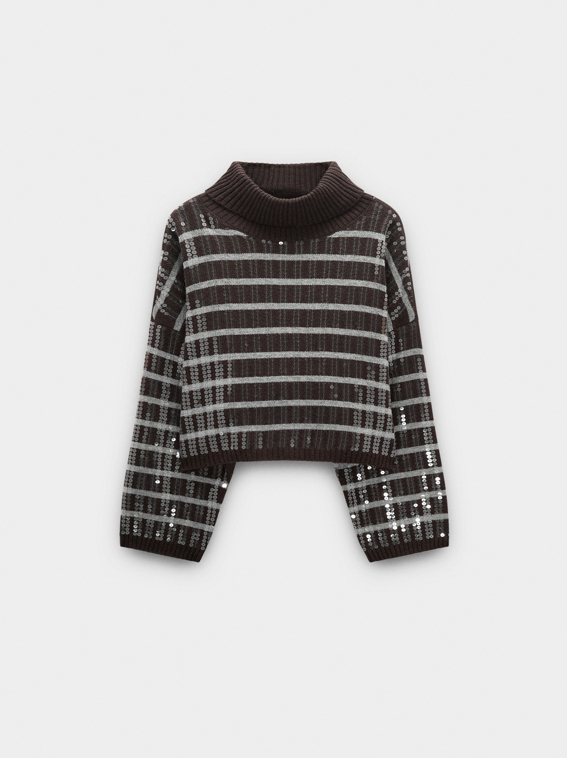 Knit sweater with stripes and sequins image number 5.0