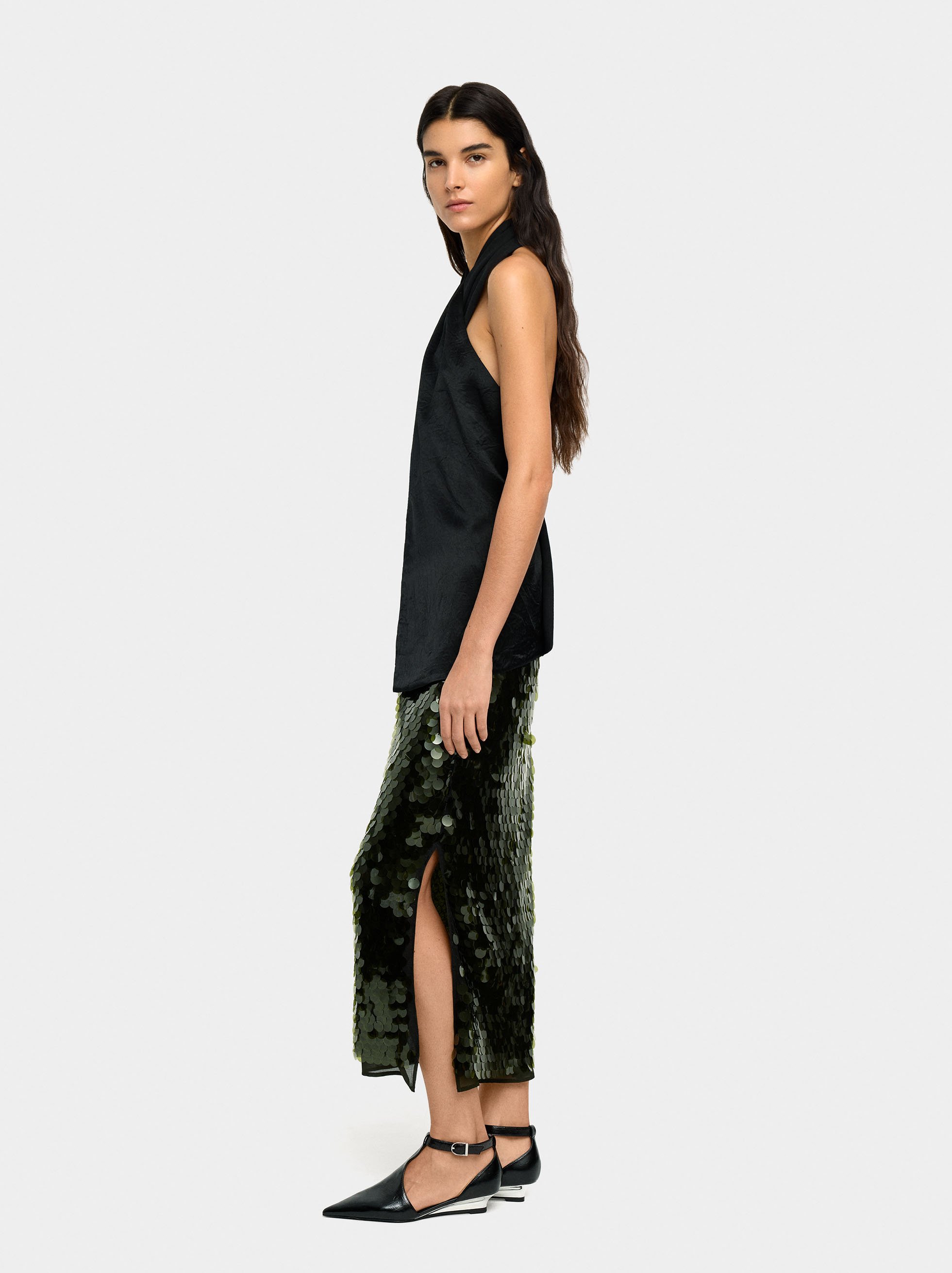 Long skirt with sequins image number 2.0