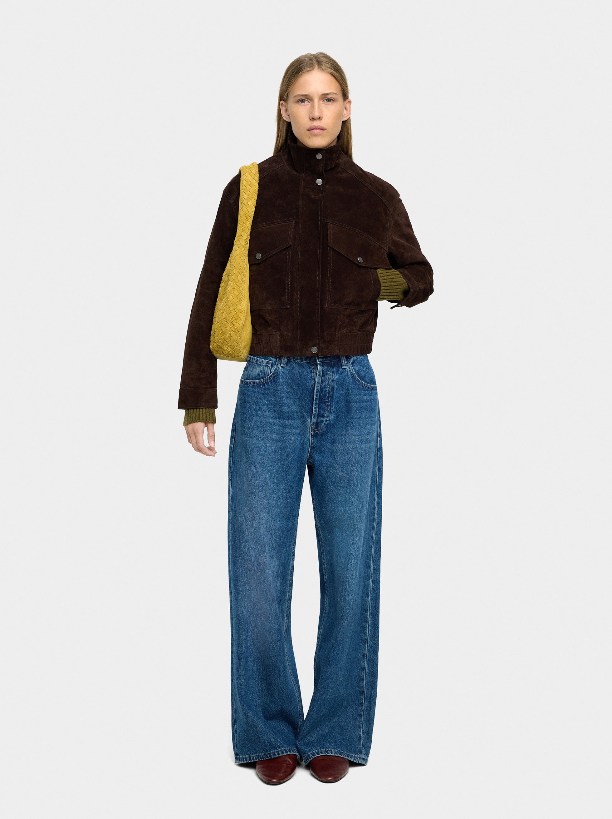 Leather jacket with high collar image number 1.0