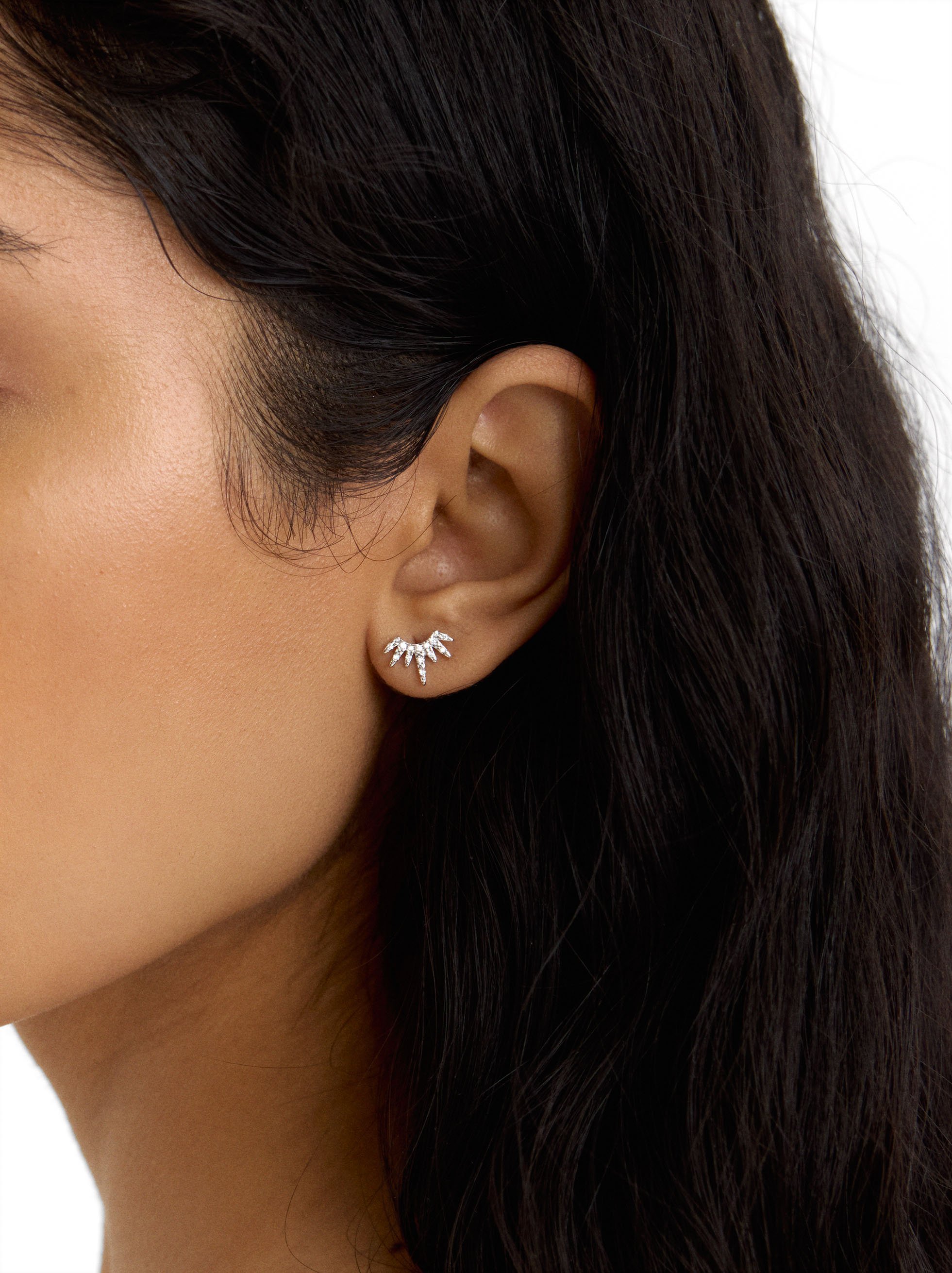 Boucles d’oreilles couronne avec zirconiums - argent sterling 925 image number 1.0