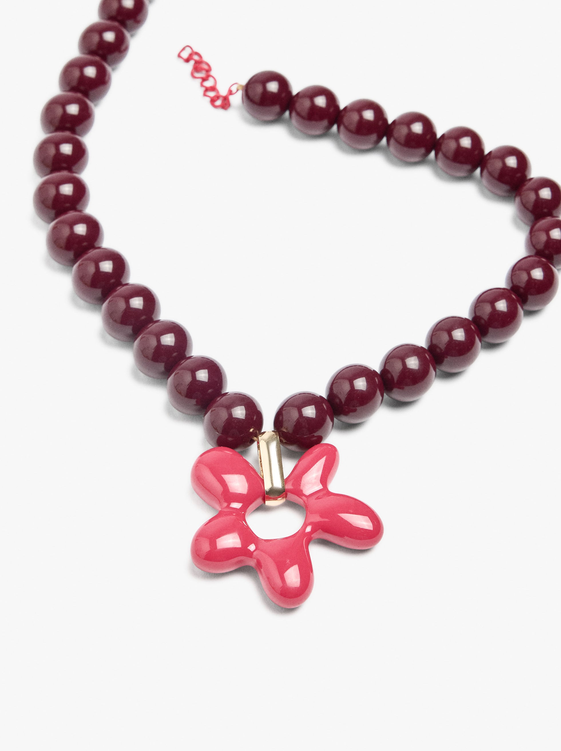 Collier court avec perles pendentif fleur image number 1.0