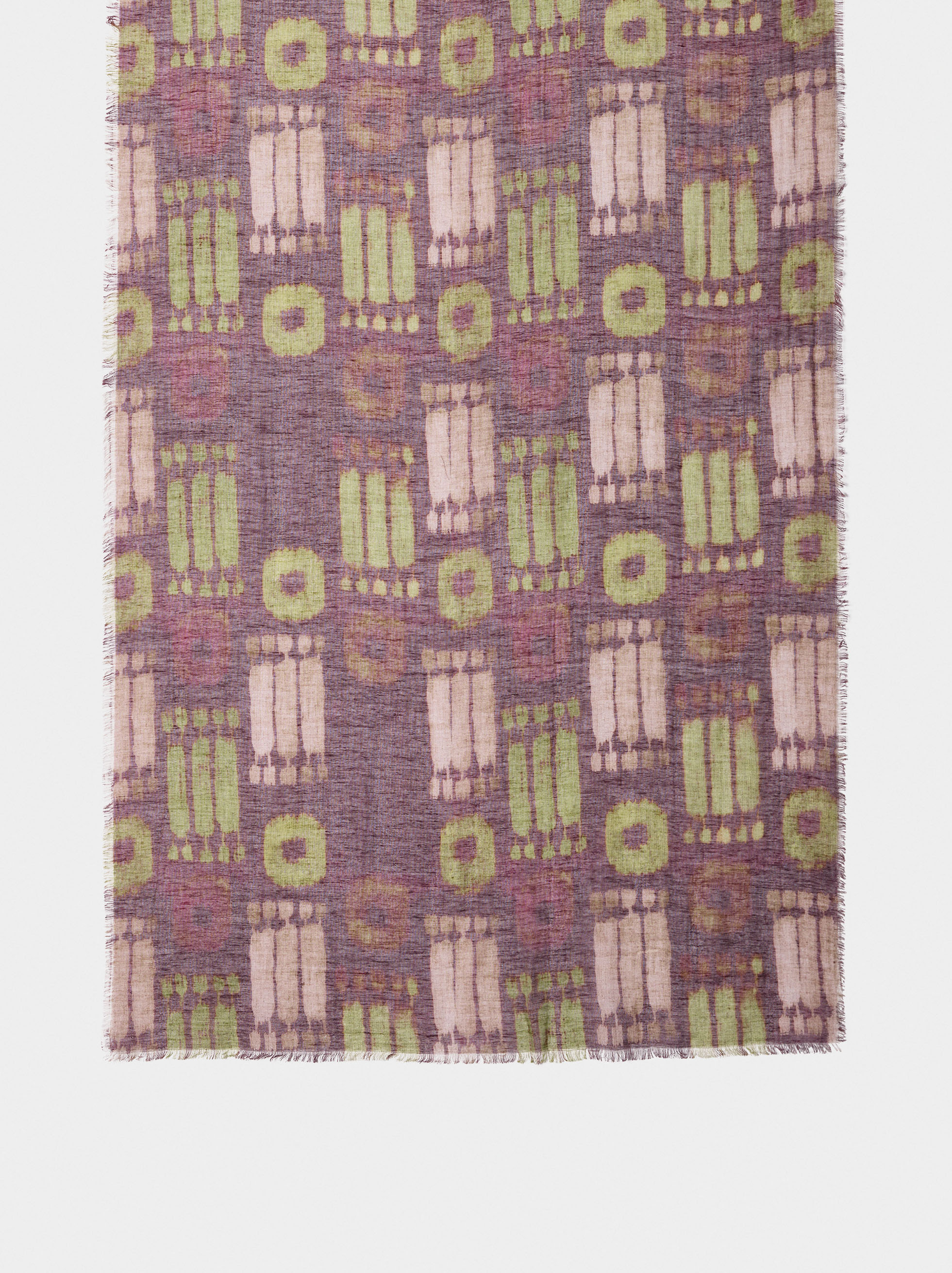 Printed scarf with linen and cotton image number 2.0