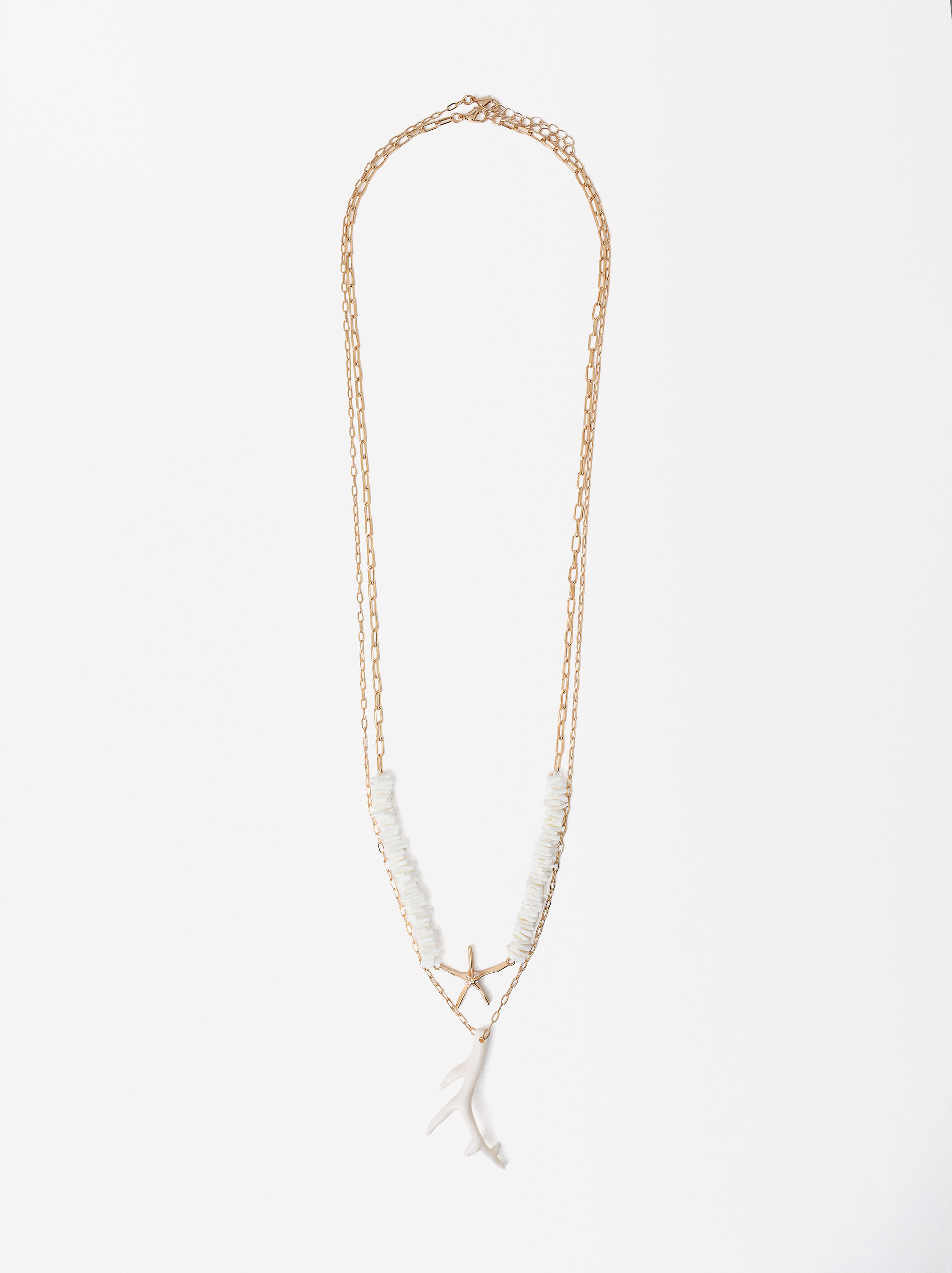 Double Shell Gold Necklace image number 0.0