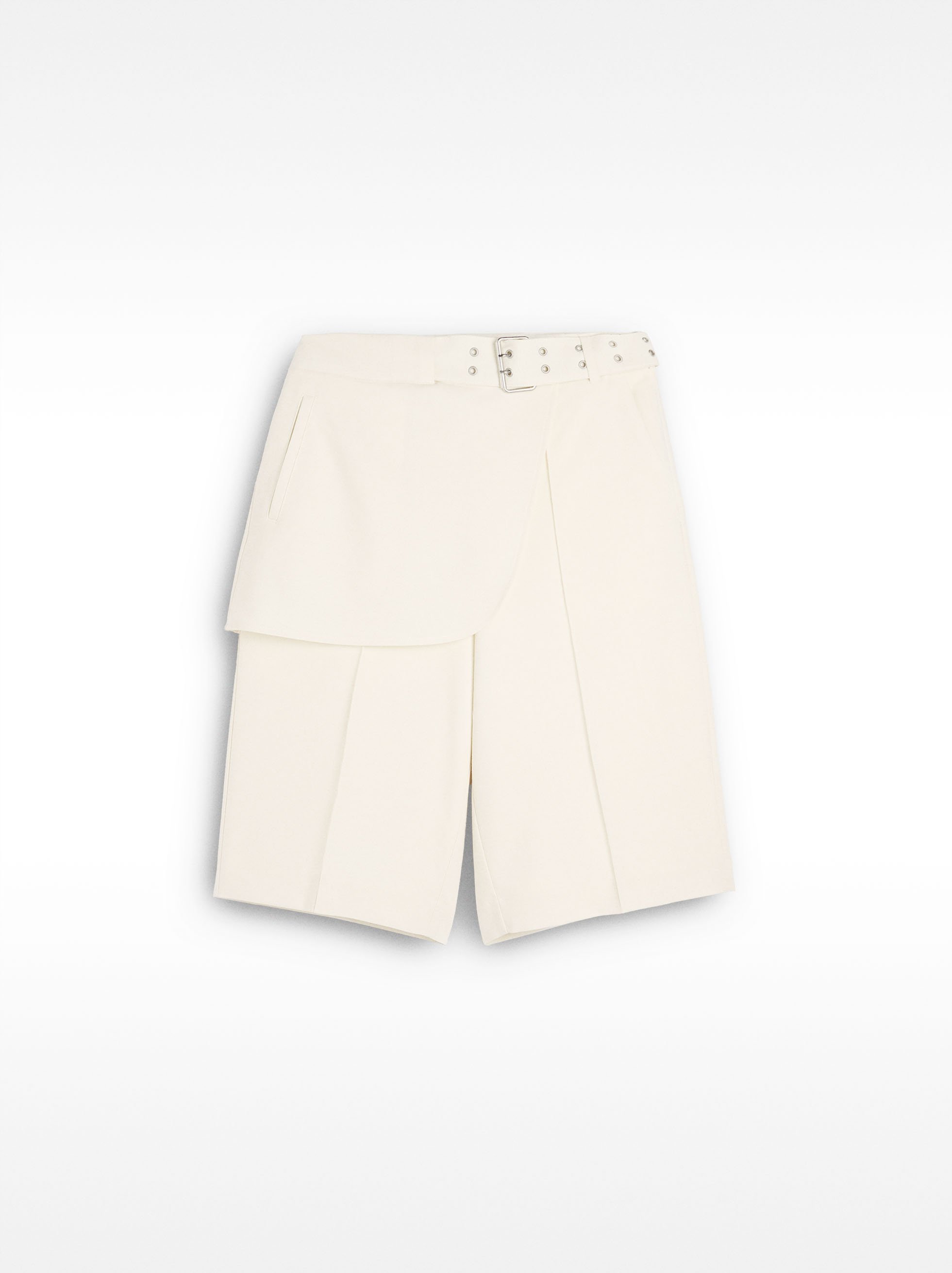 Shorts with belt and wrap-over