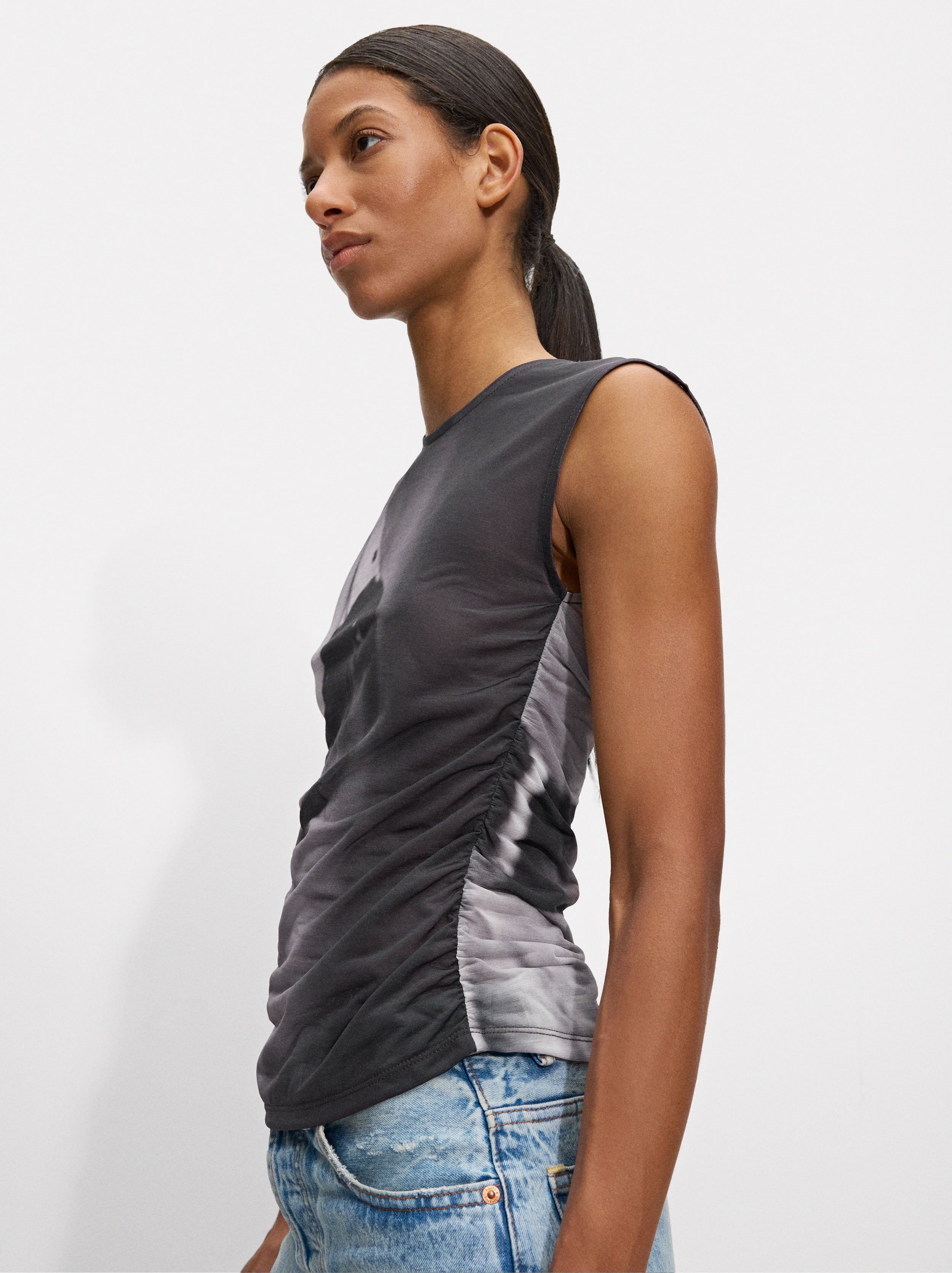Gathered printed top image number 3.0