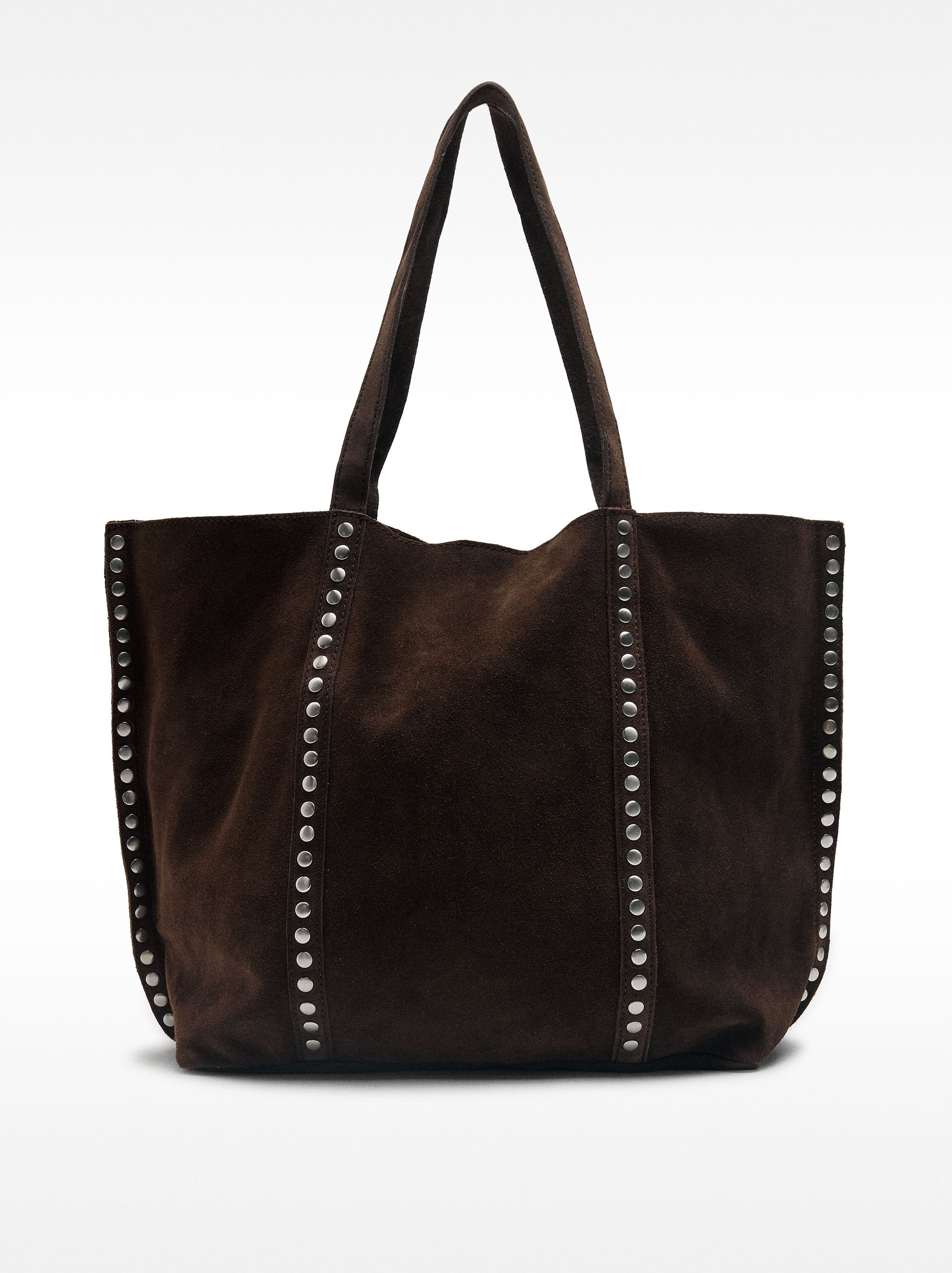 Leather shopper bag with studs image number 0.0