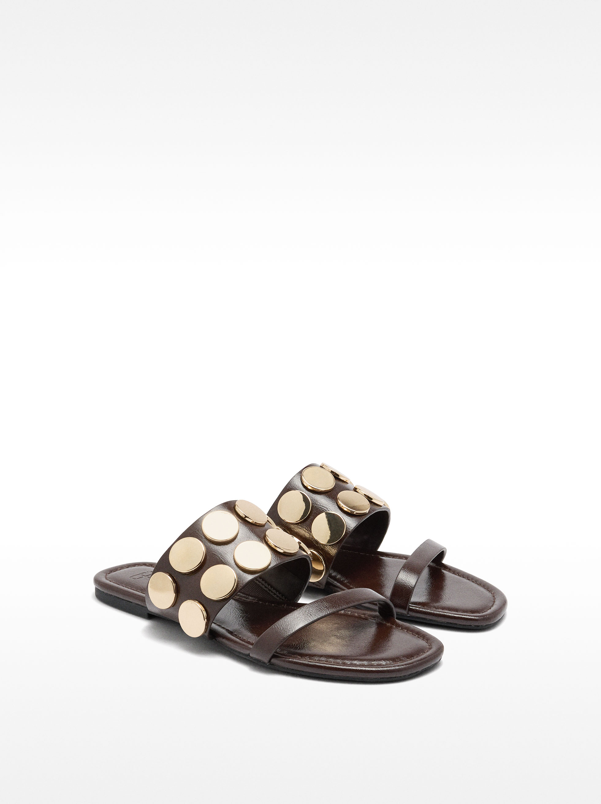 Flat sandals with metallic details image number 2.0