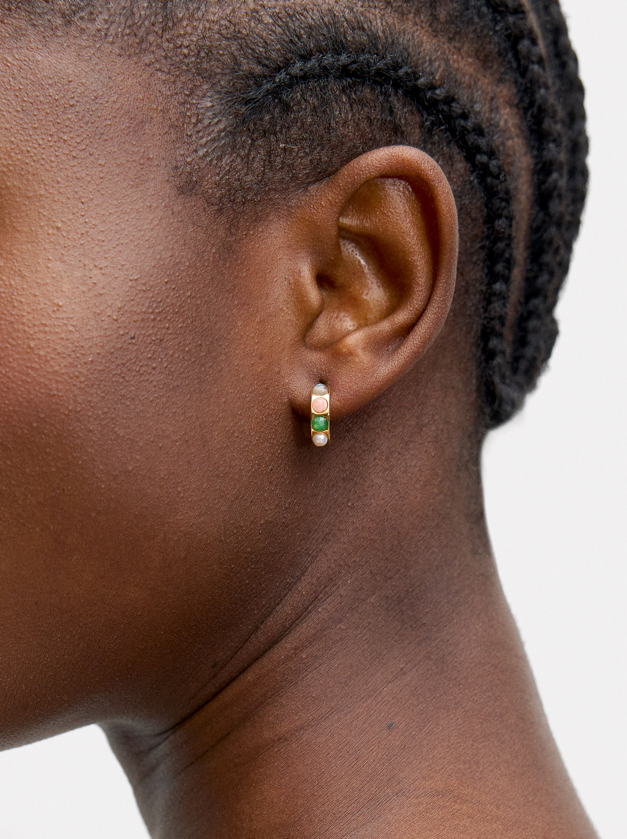 Short earrings with stones - 926 sterling silver image number 1.0