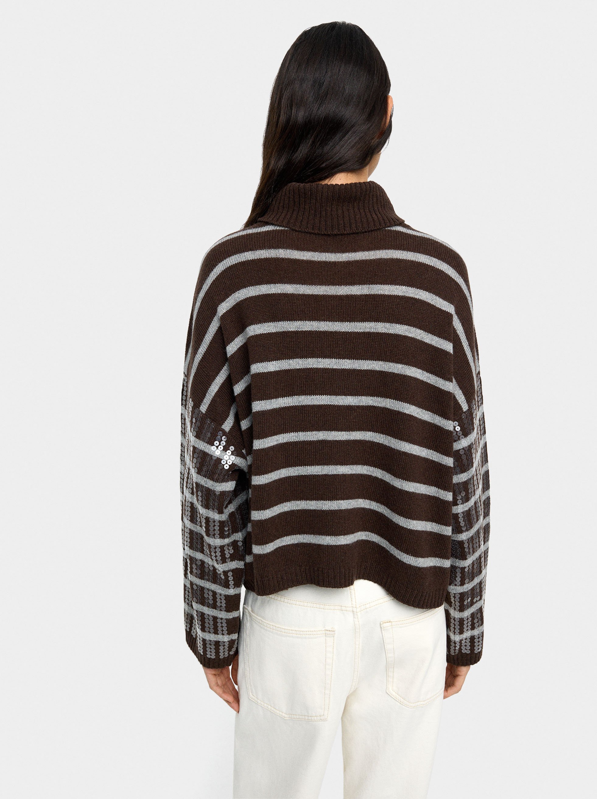 Knit sweater with stripes and sequins image number 4.0