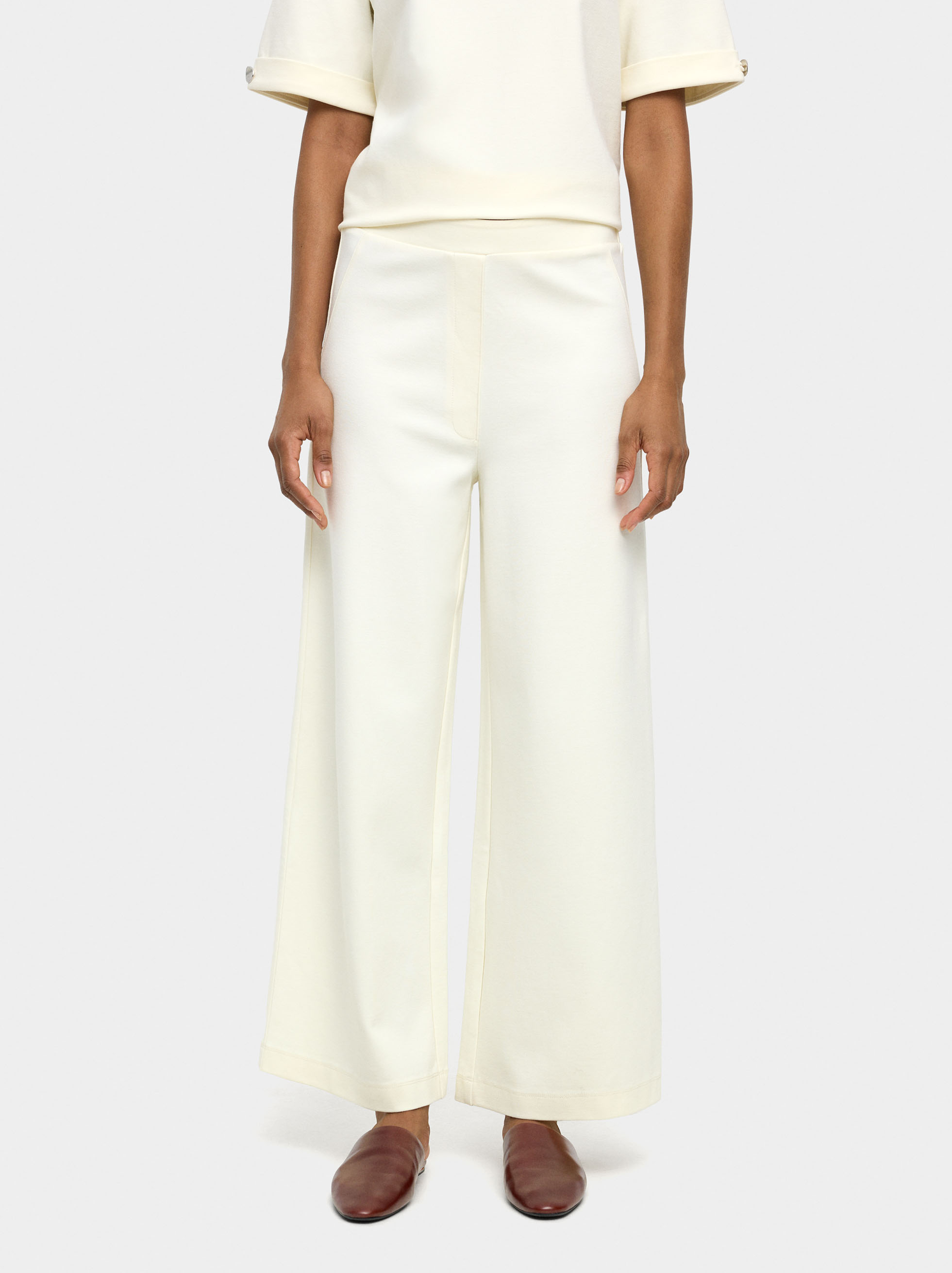 Pantalons rectes amb cintura el&agrave;stica image number 1.0