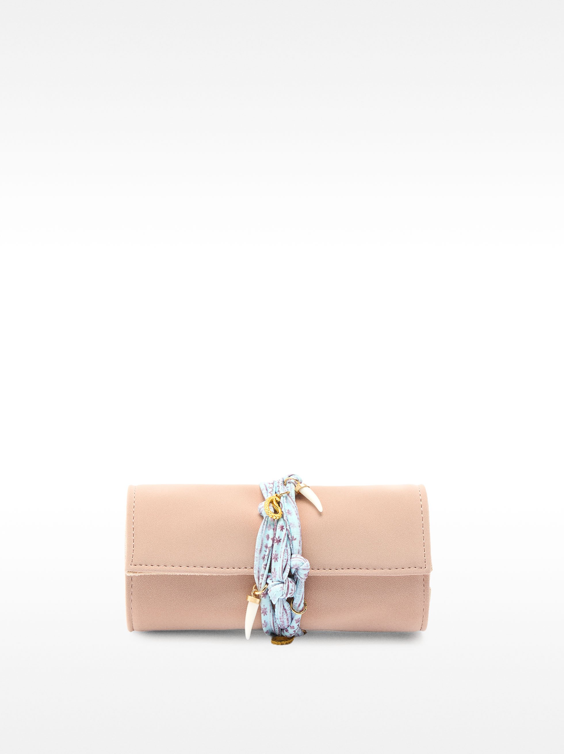 Roll jewellery case with decorative ribbon image number 0.0