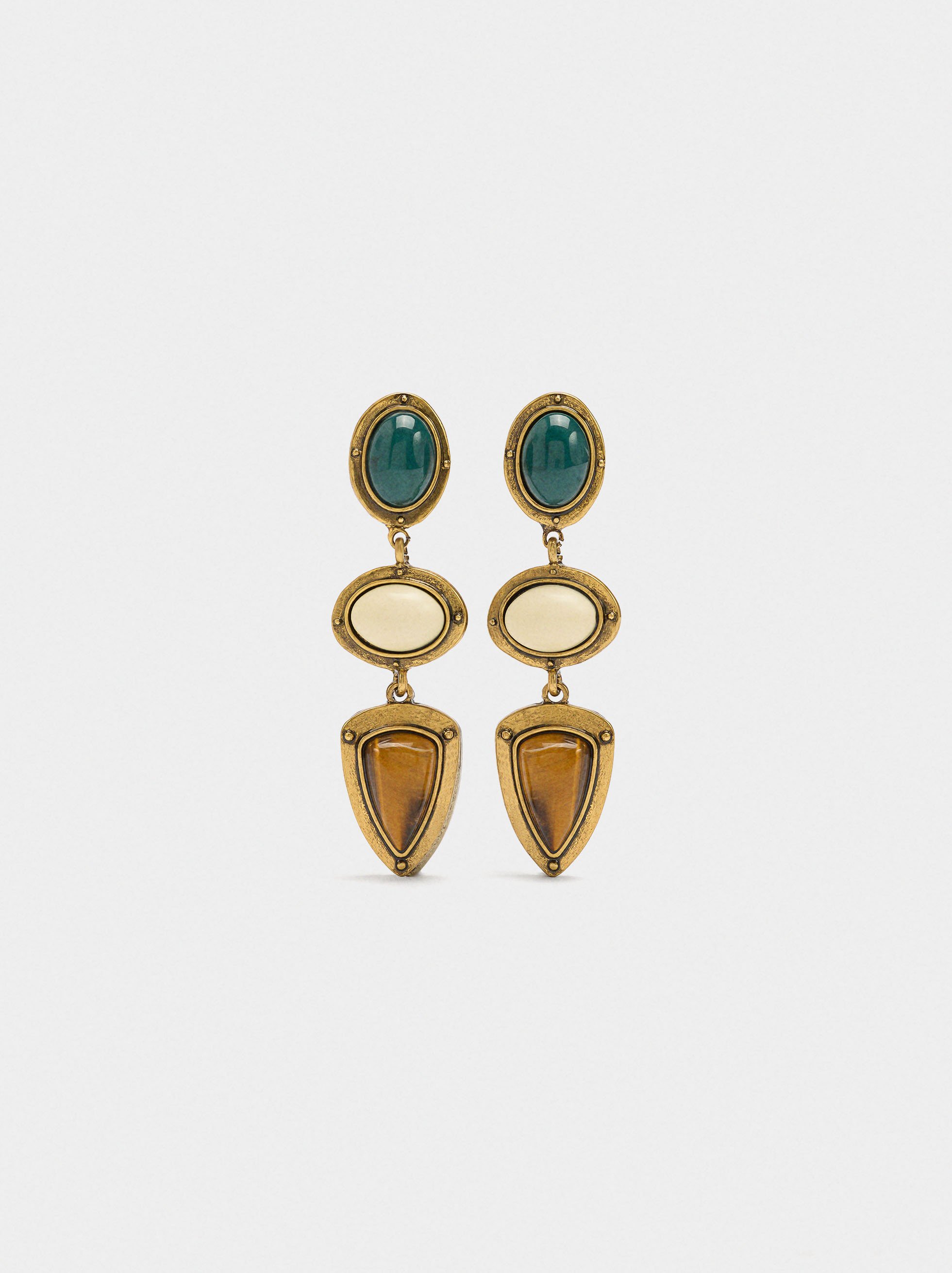Geometric earrings with stones image number 0.0