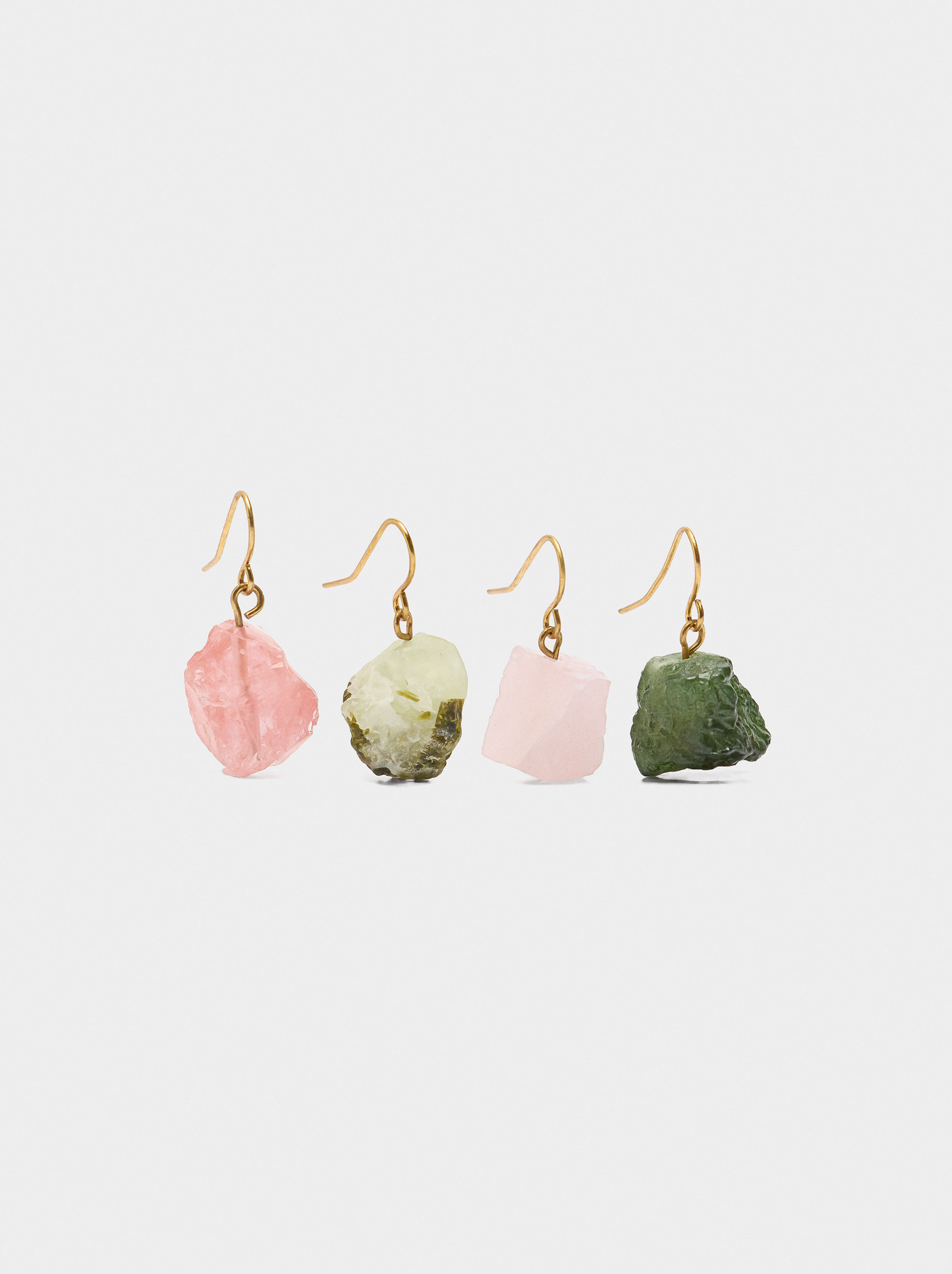 Set de pendientes de piedra asimétricos image number 0.0