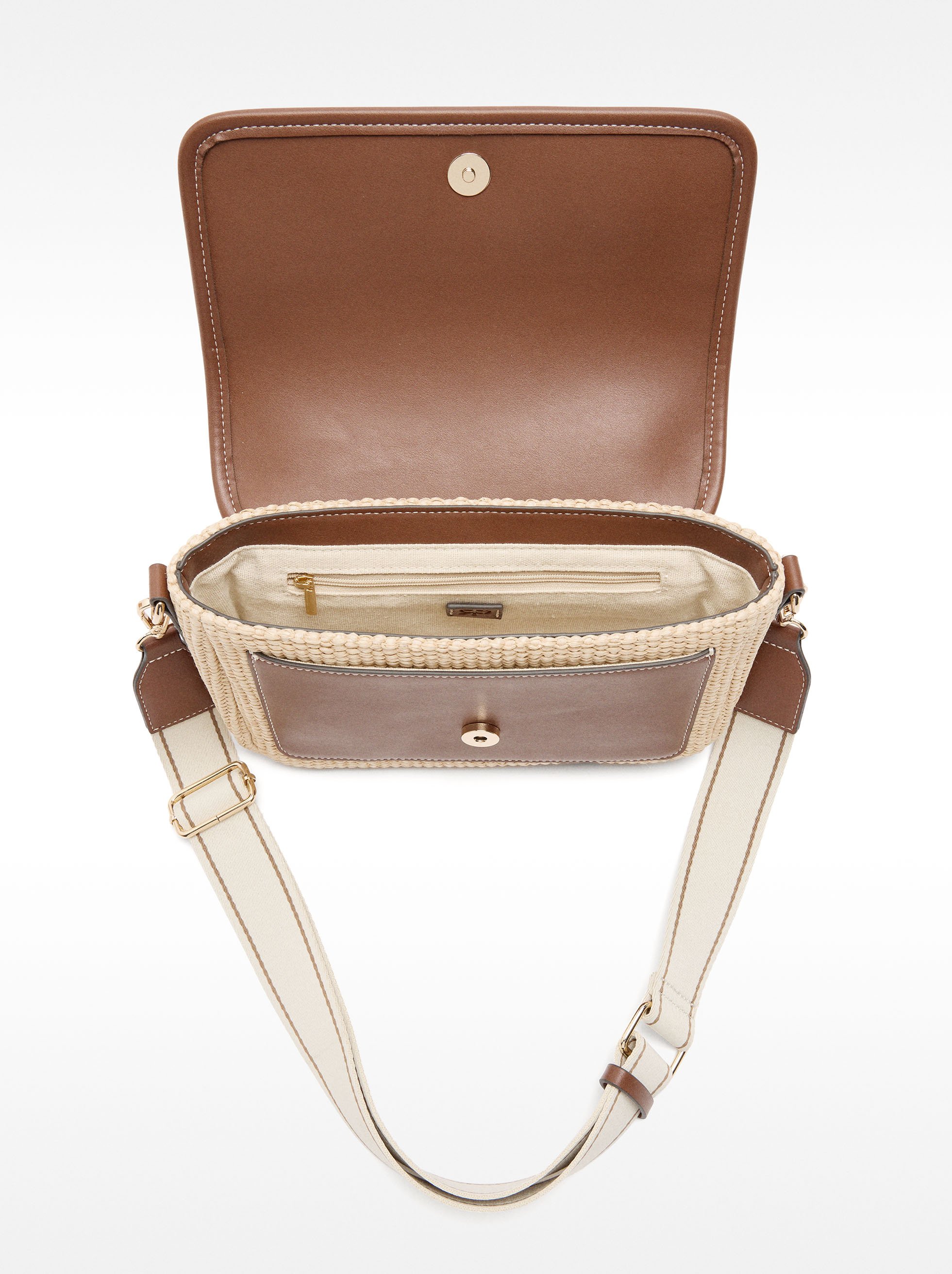 Crossbody bag with straw effect and flap image number 4.0
