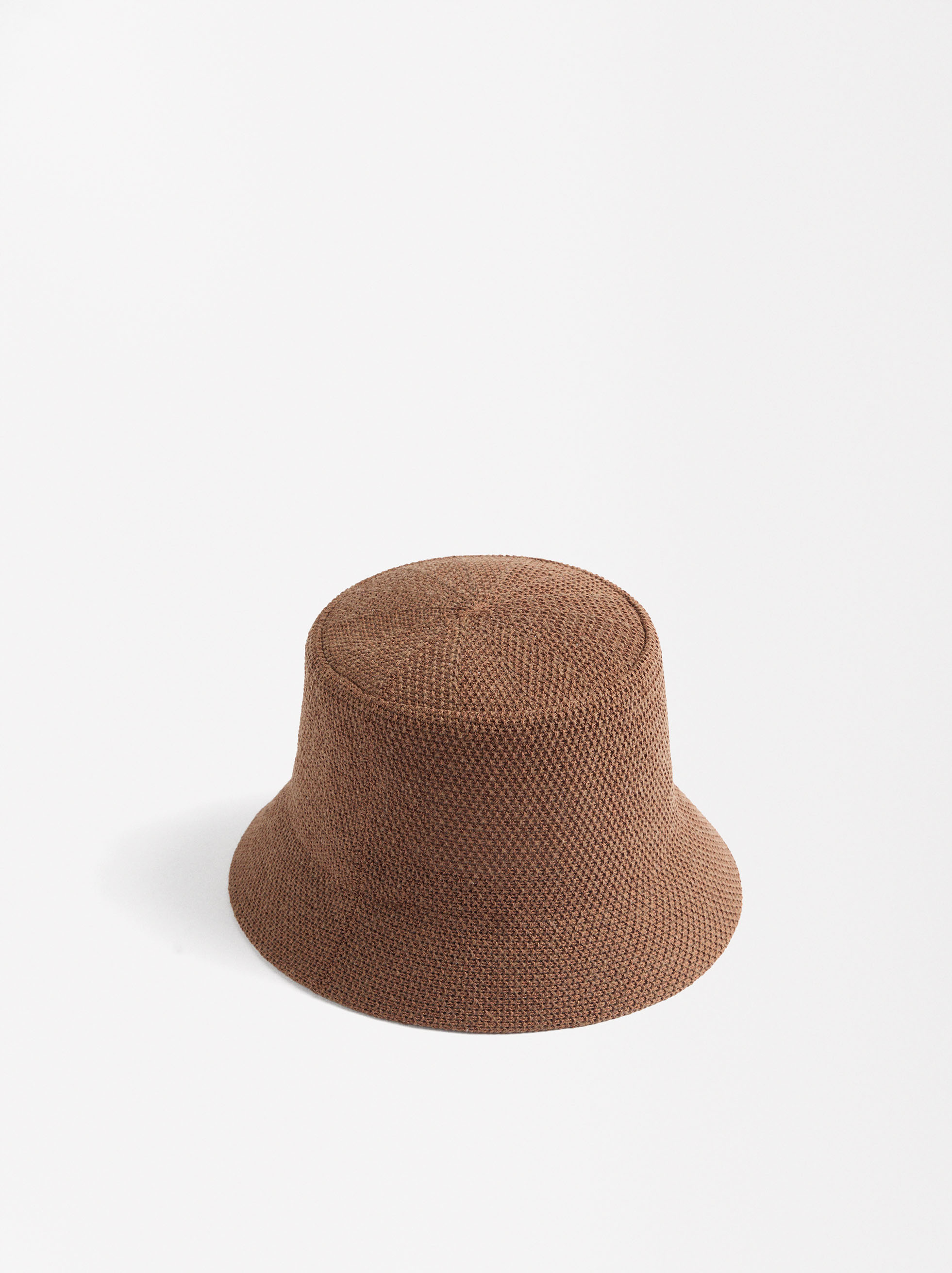 Knitted bucket hat, Taupe, hi-res