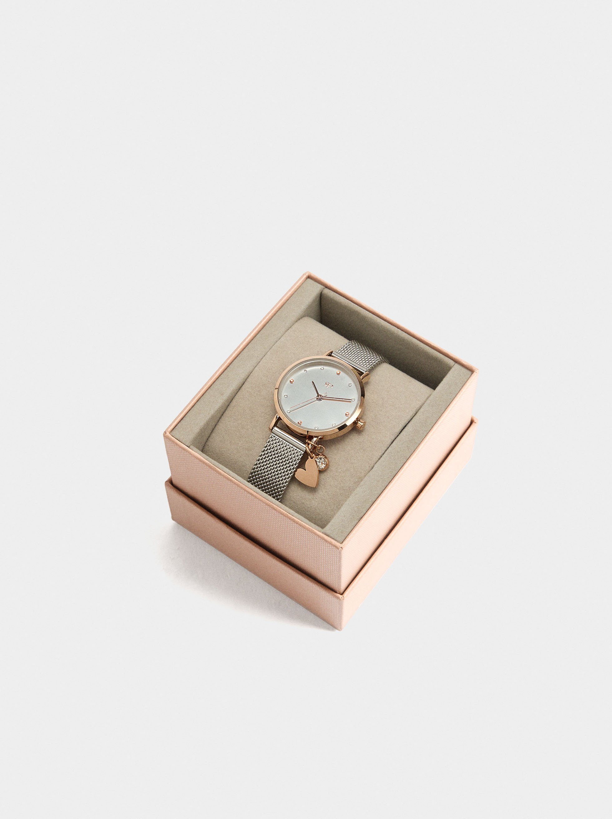 Bicolor watch with stainless steel bracelet with charm image number 3.0