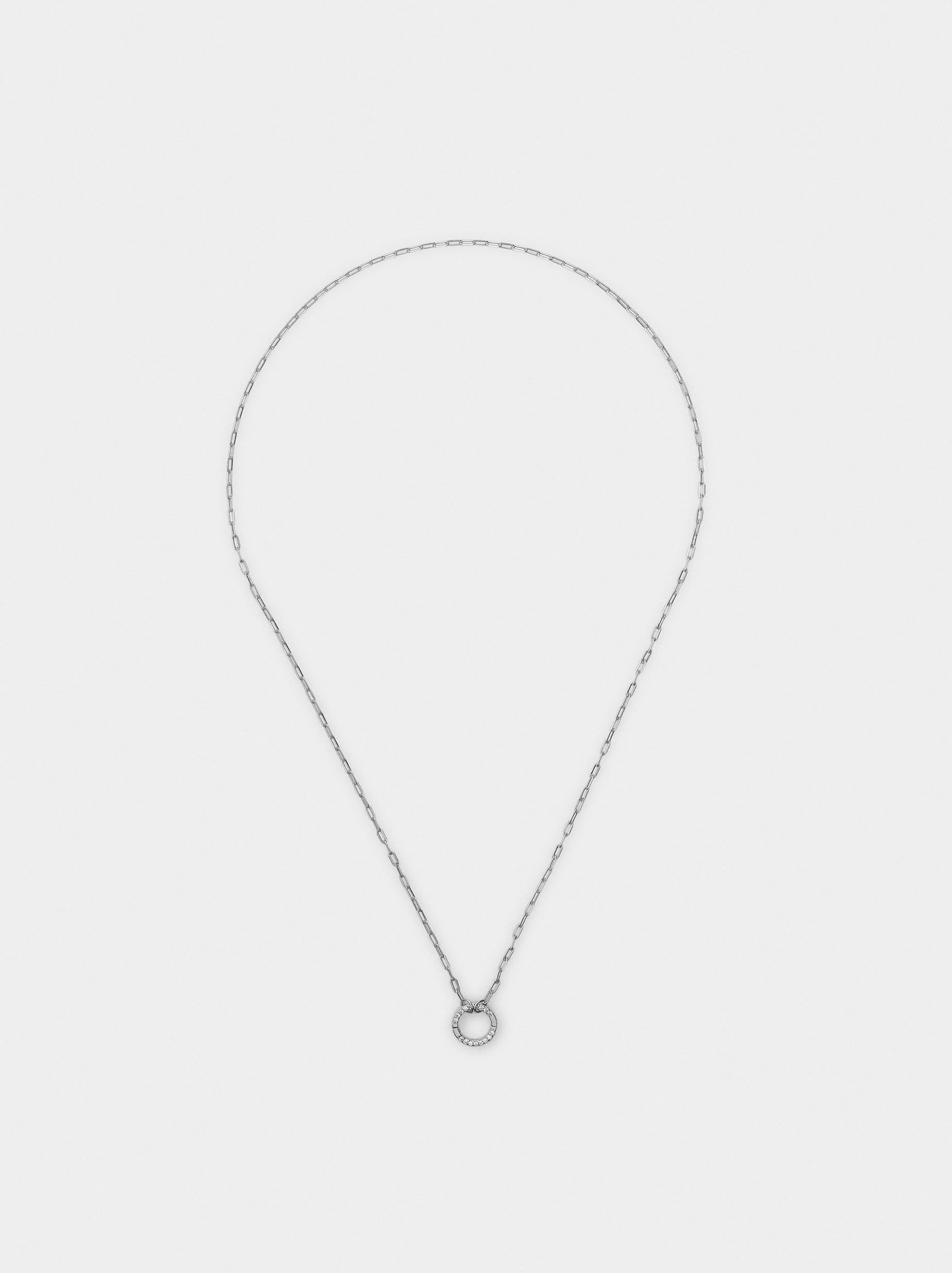 Pendant necklace with links and zirconias - 925 sterling silver image number 1.0