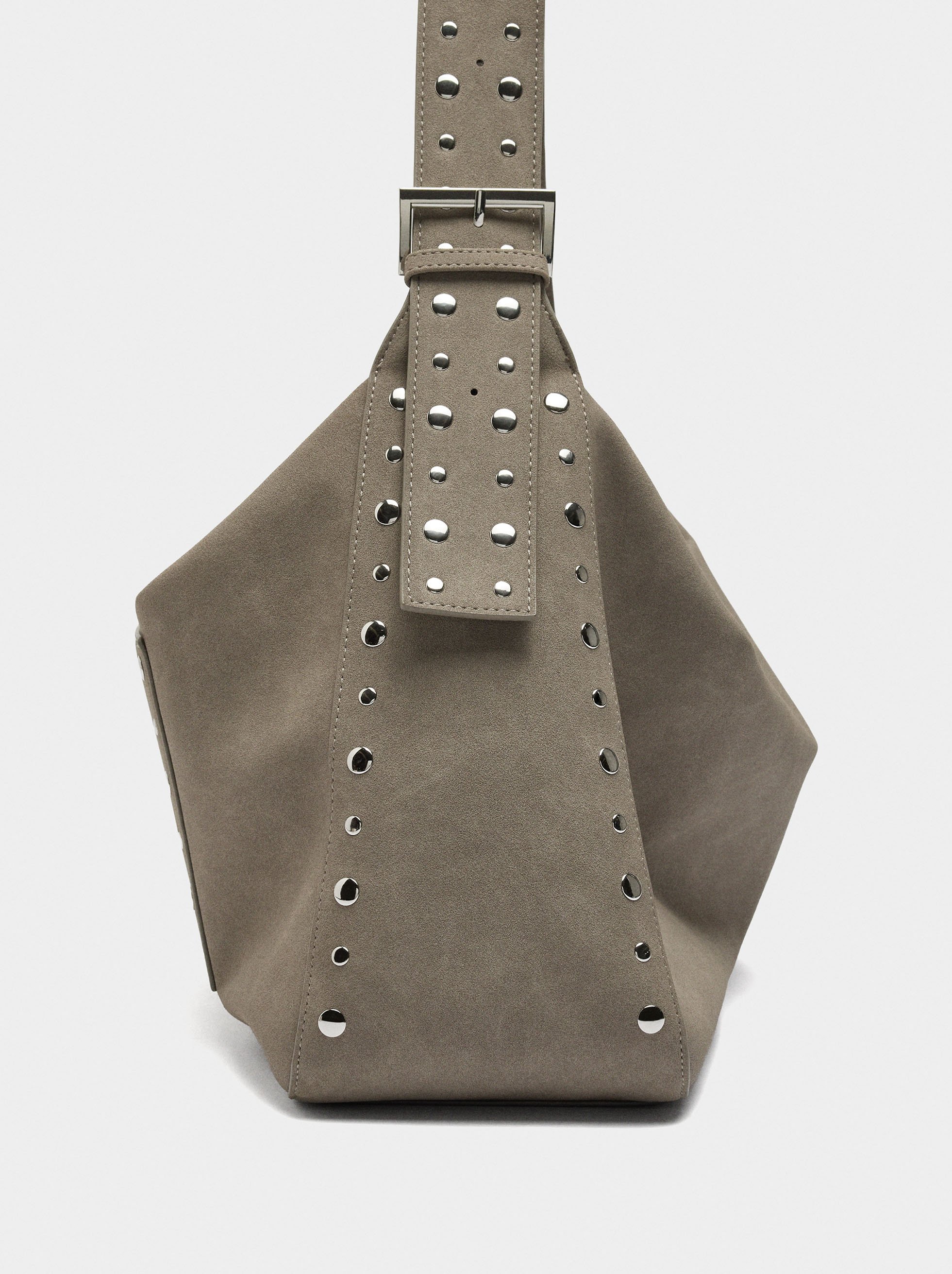 Leather-effect handbag with studs image number 2.0