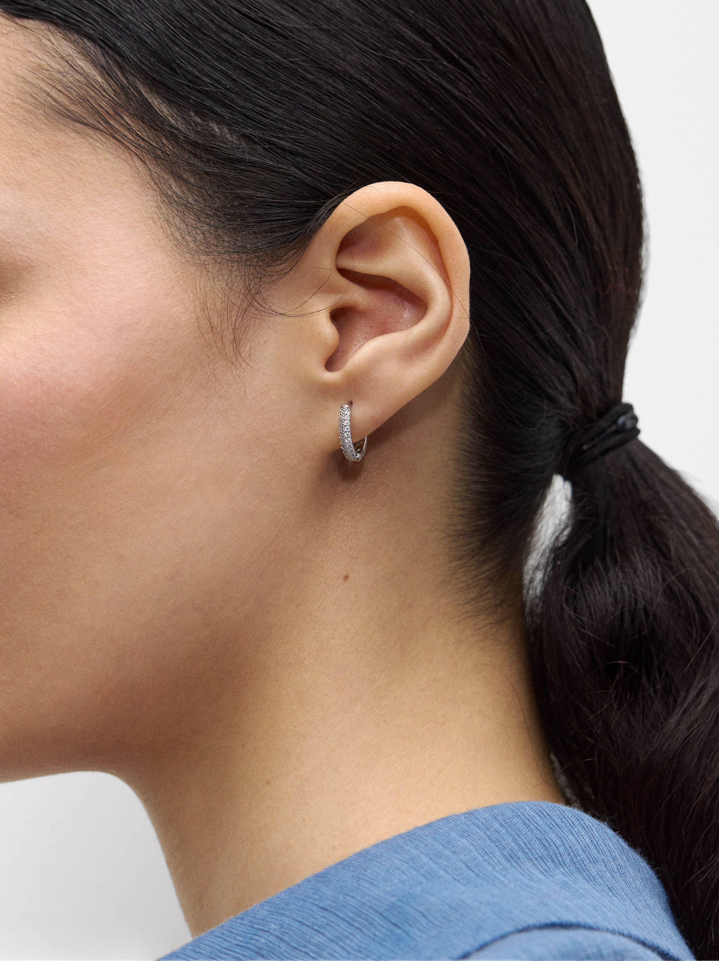 Aro individual pavé con zirconias  image number 1.0
