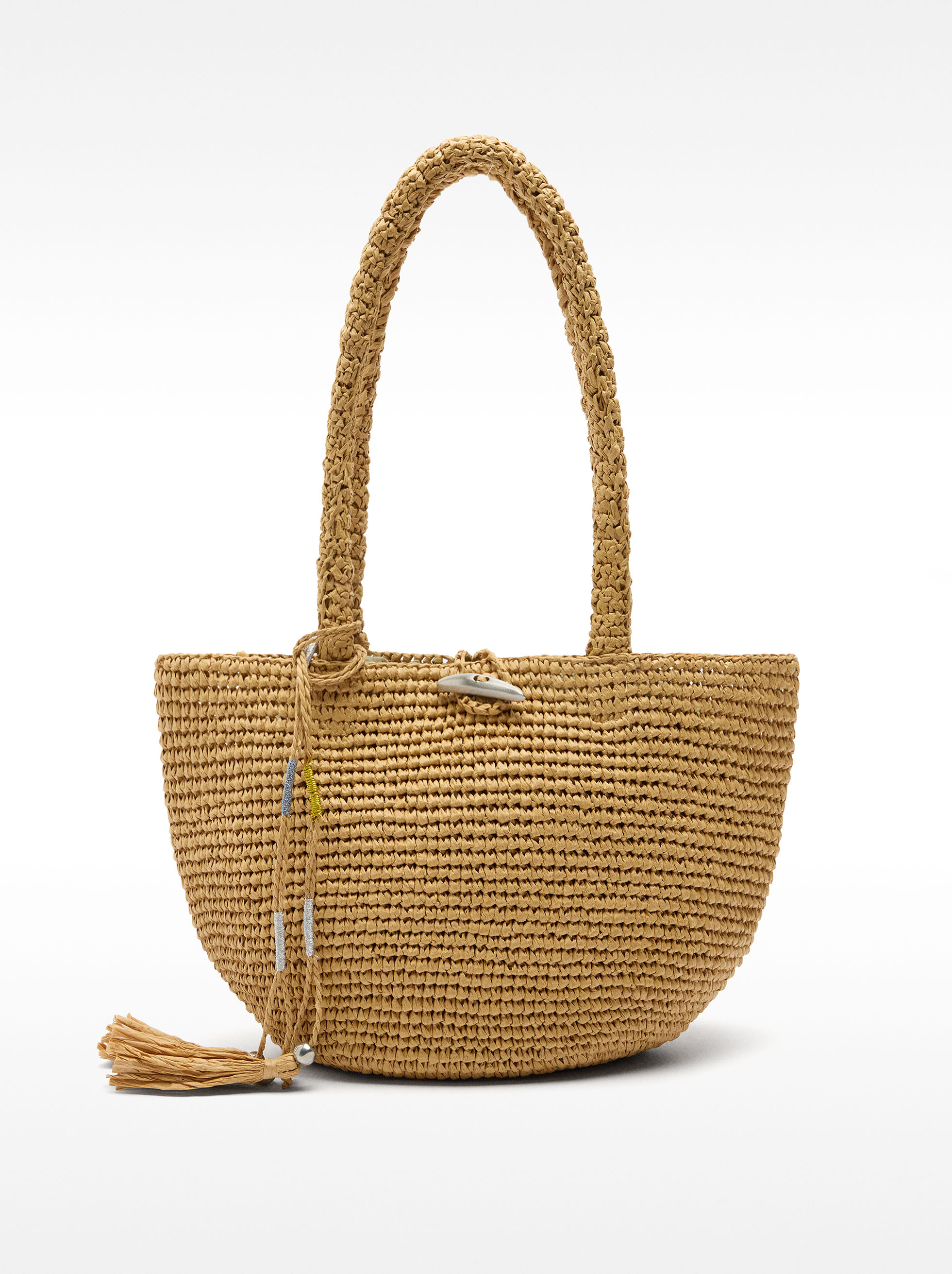 Straw-effect shoulder bag  image number 0.0