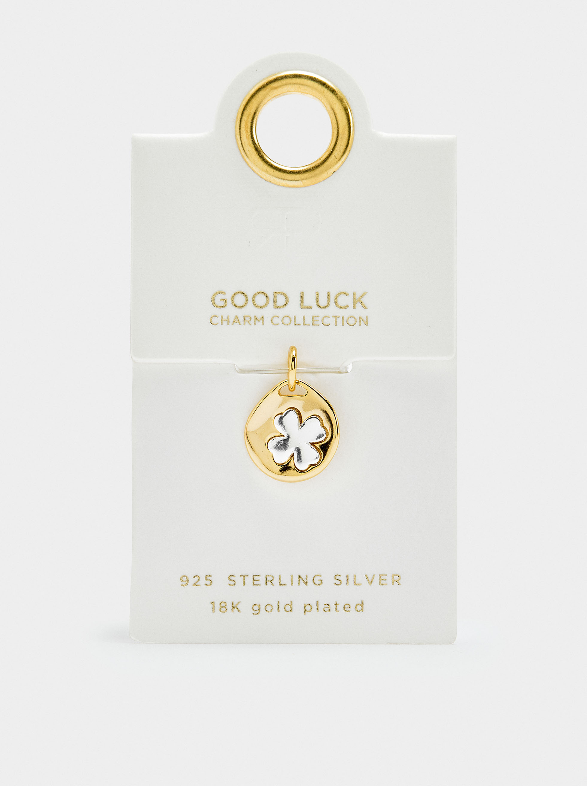 Charm bicolore trèfle - argent sterling 925 image number 4.0