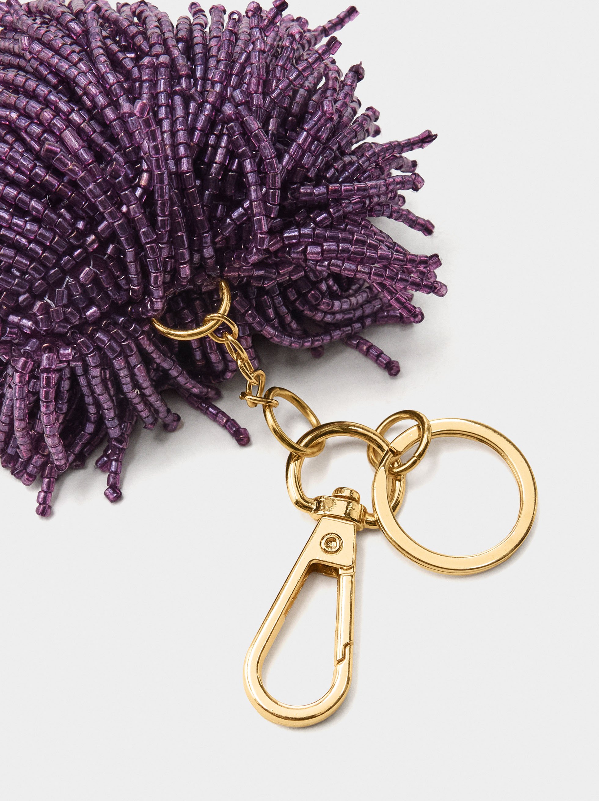 Keychain charm heart with beads image number 2.0