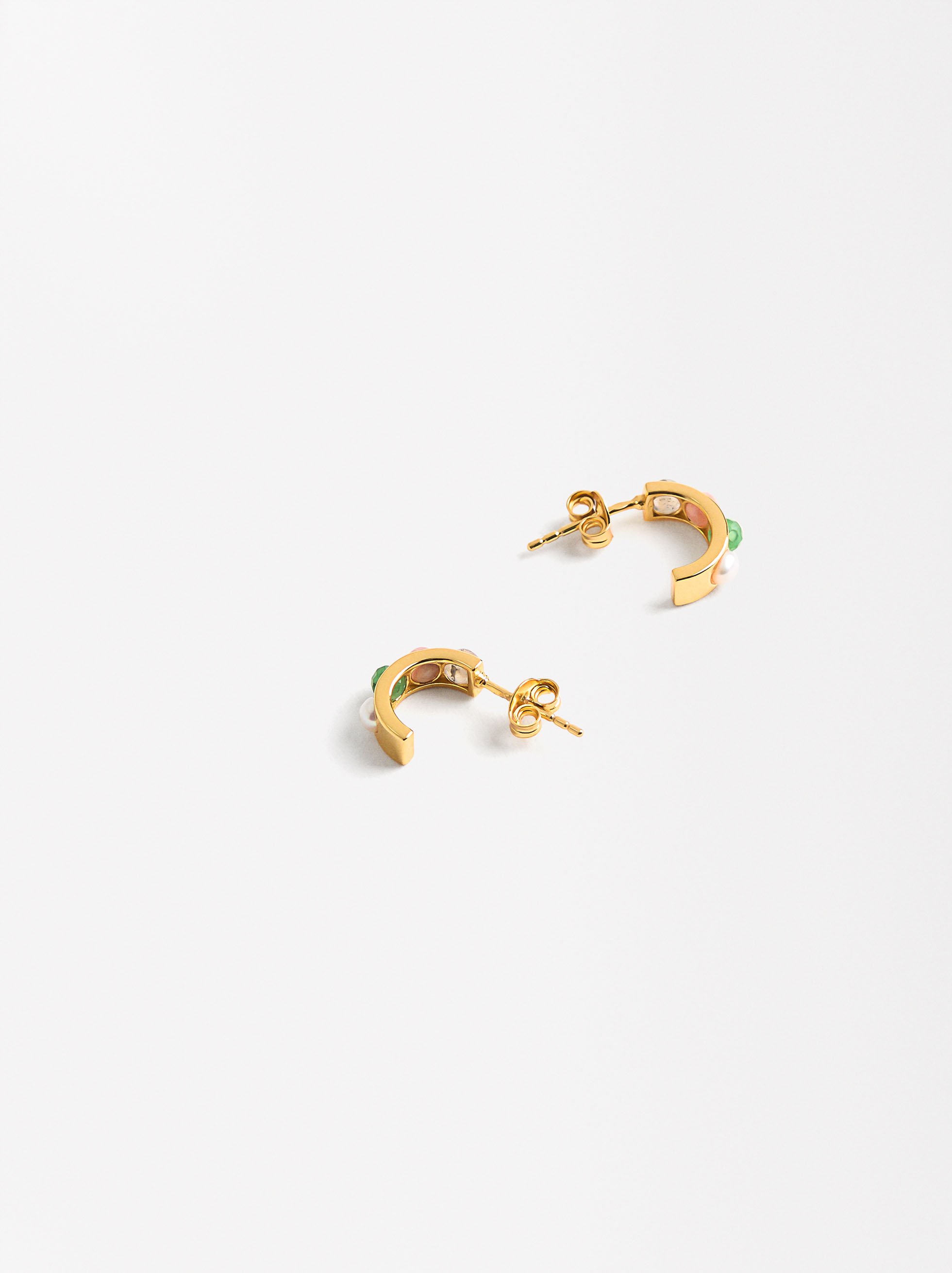 Short earrings with stones - 926 sterling silver image number 3.0