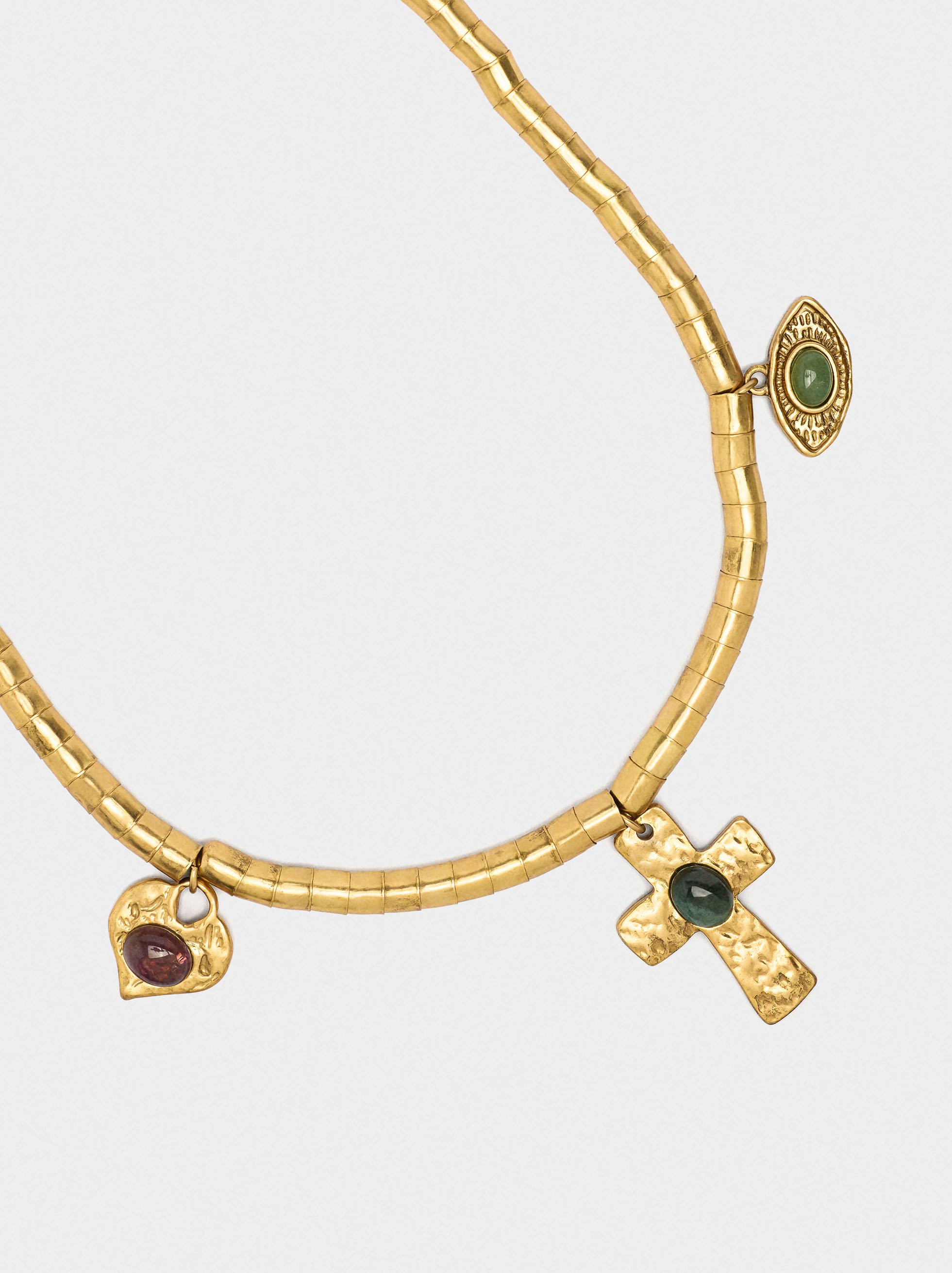 Short necklace with stone pendants image number 2.0
