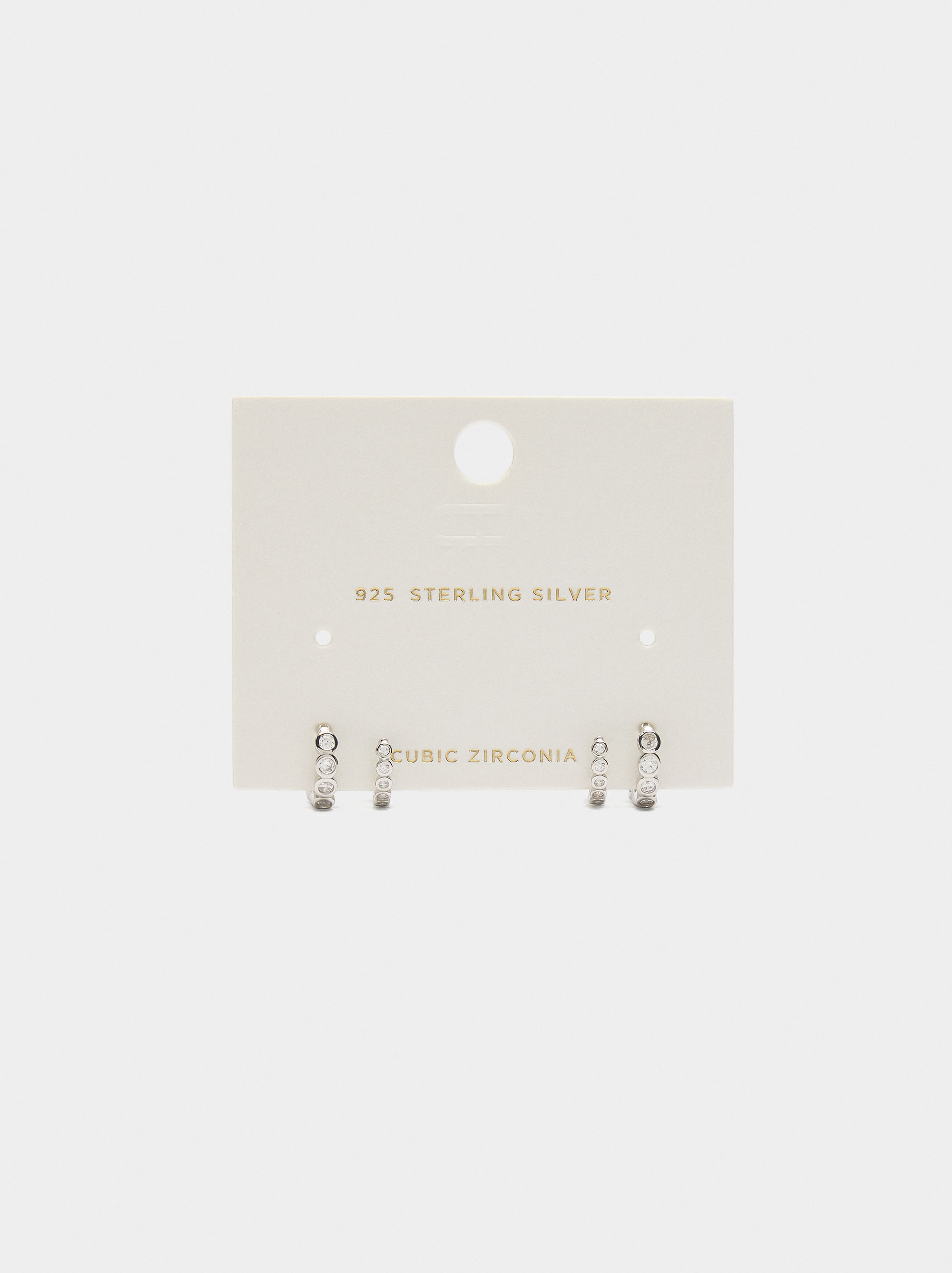 Hoops earrings with zircons - 925 sterling silver image number 4.0