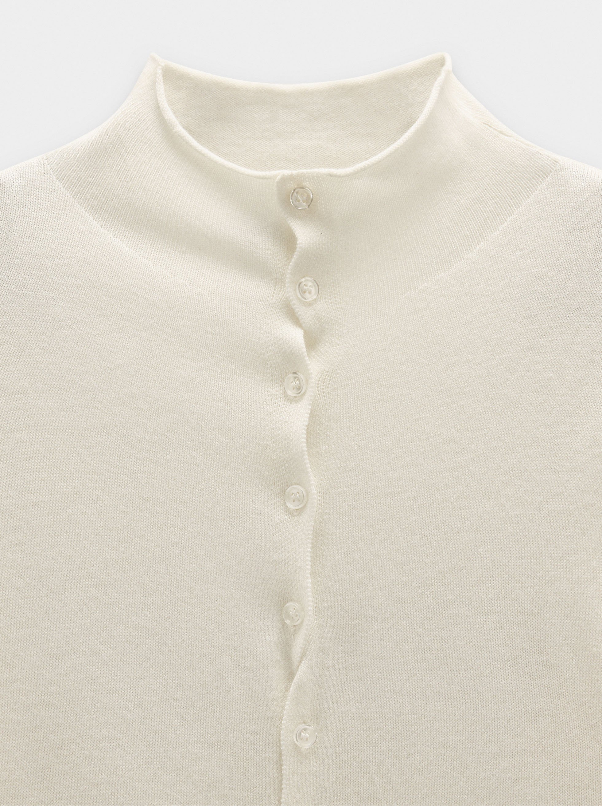 Knit mesh cardigan with high neck image number 6.0