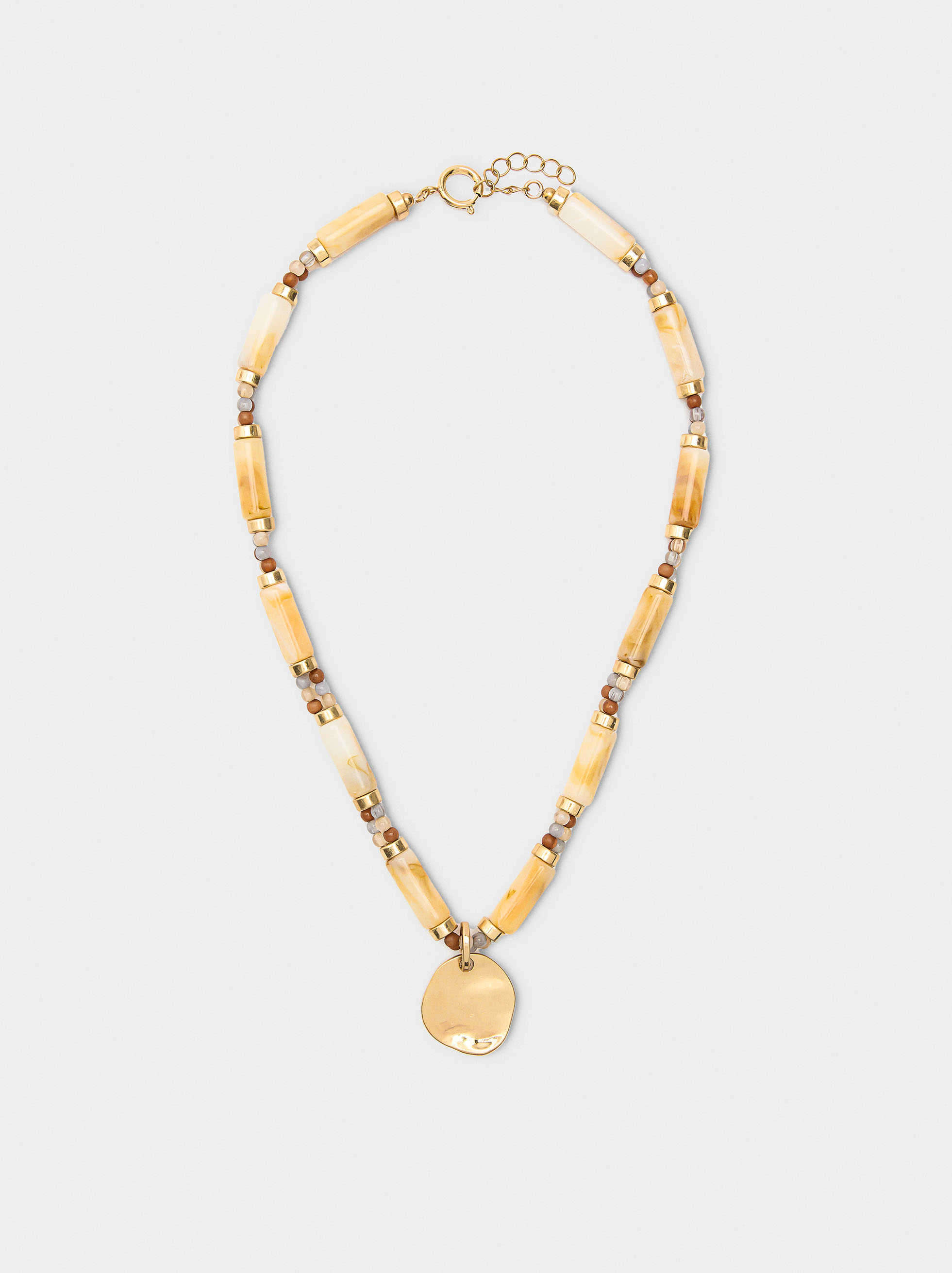 Short segmented necklace with stone effect image number 0.0