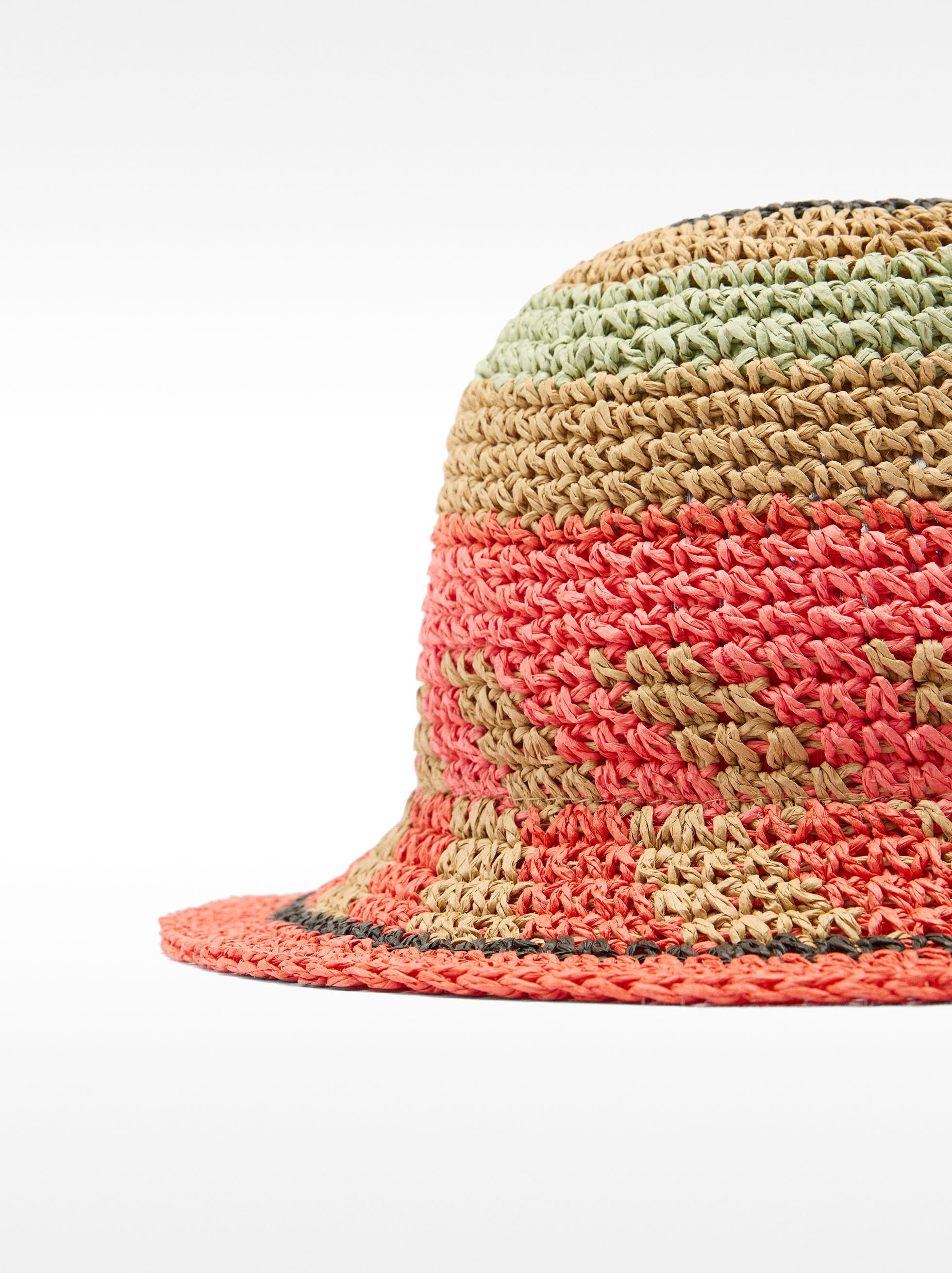 Bucket bag hat with straw effect image number 1.0
