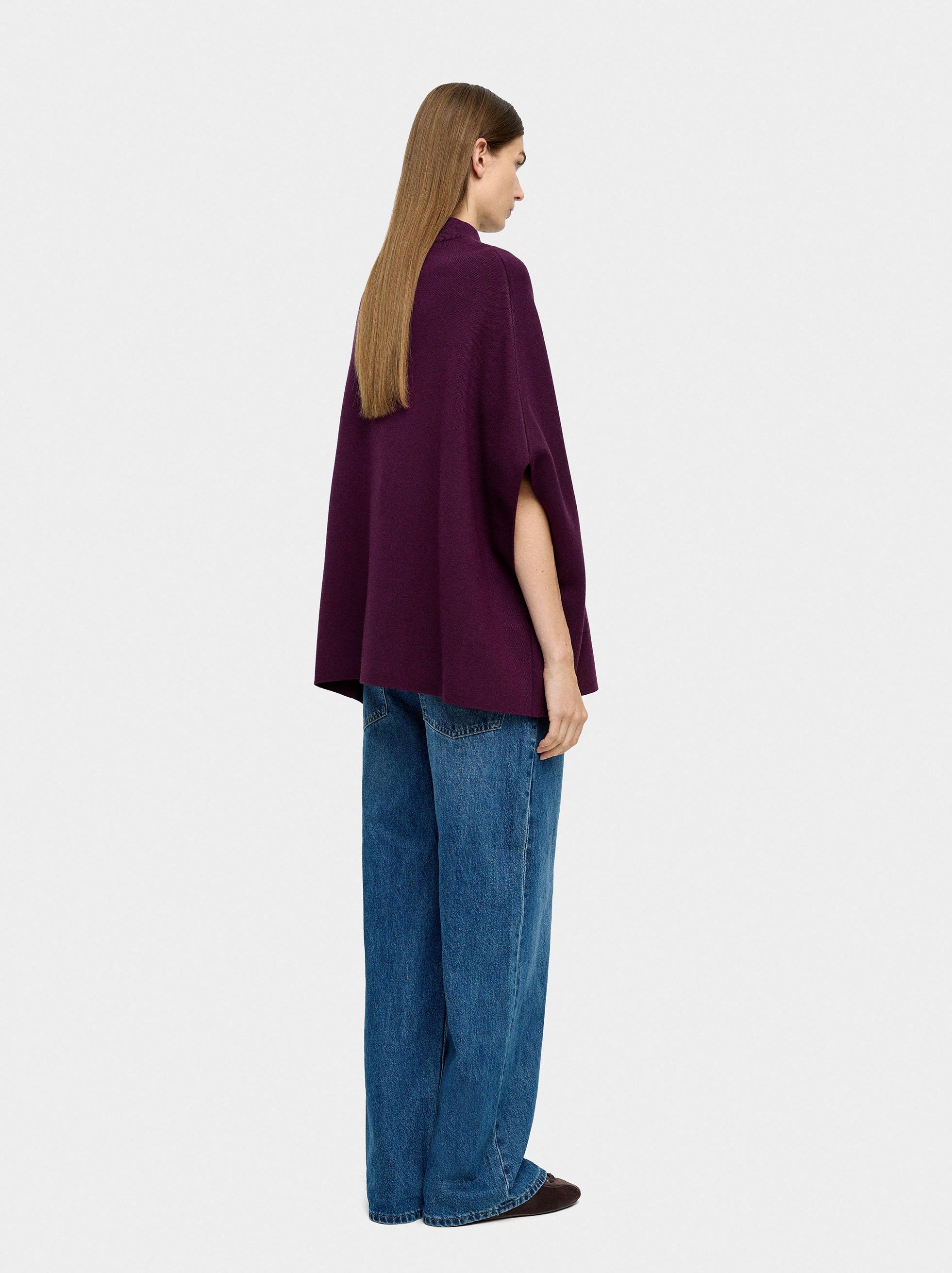 Knit poncho with high neck image number 3.0