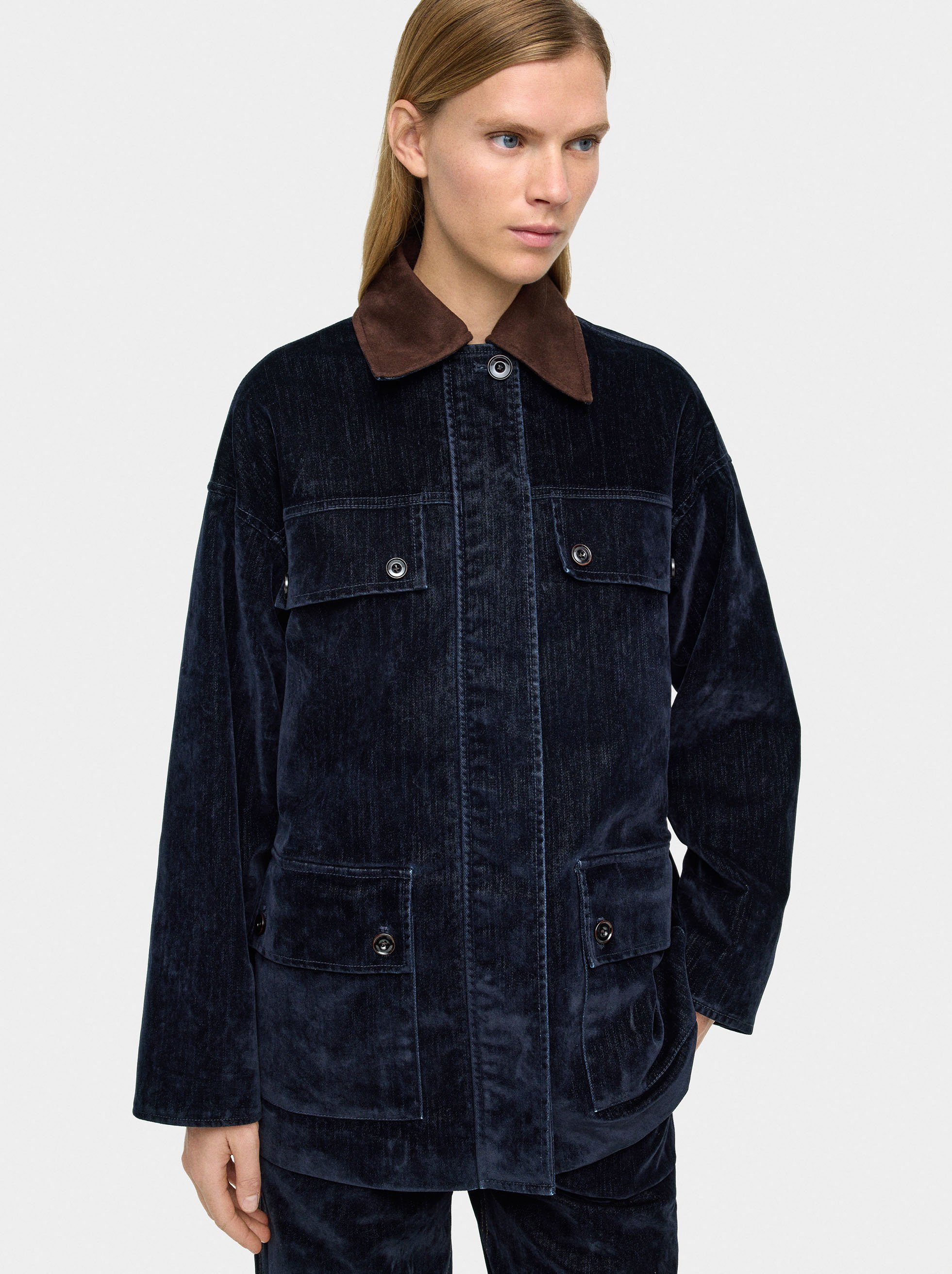 Veste en denim effet velours côtelé image number 0.0