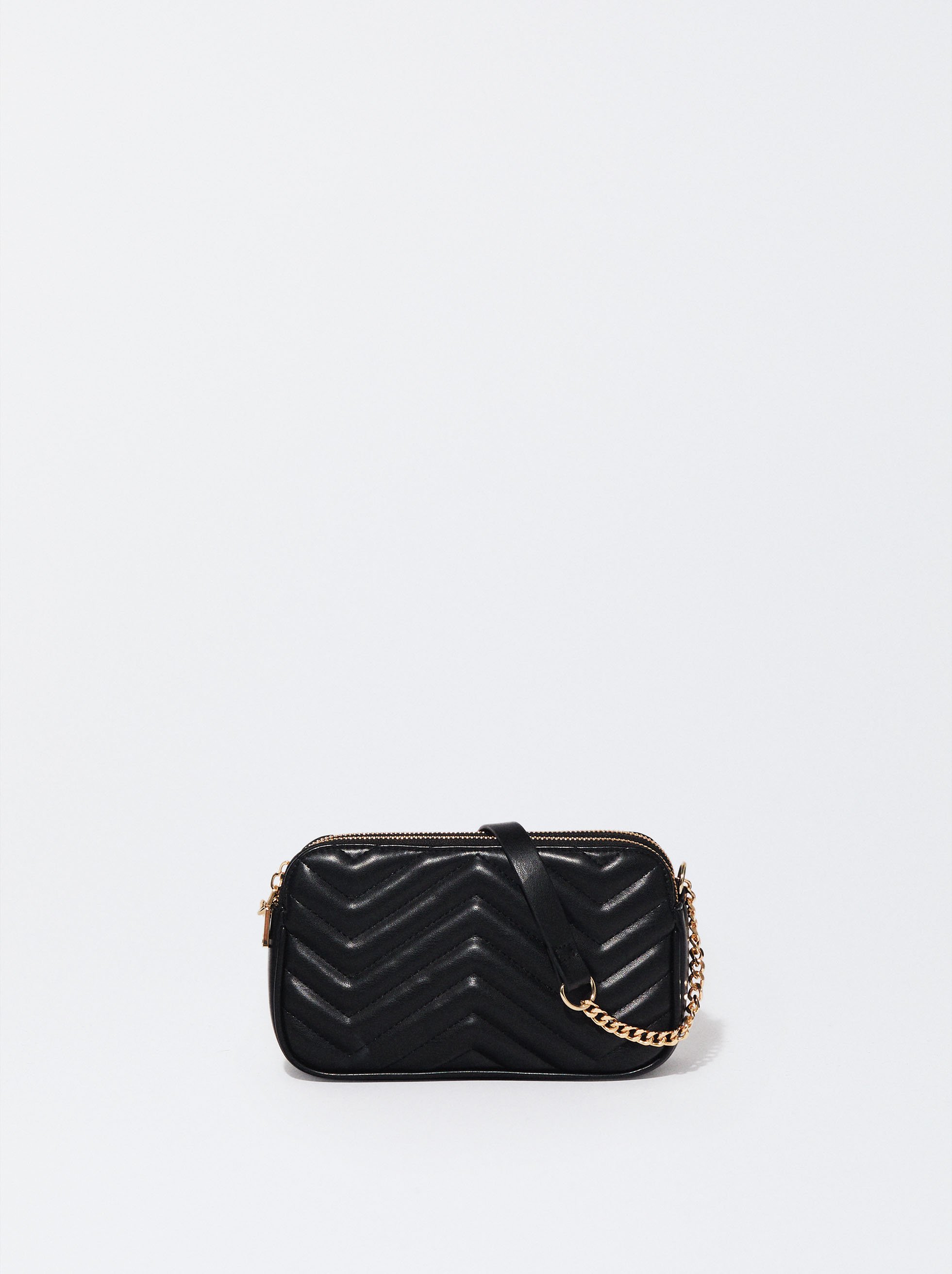 Bolso acolchado con cadena, Negro, hi-res