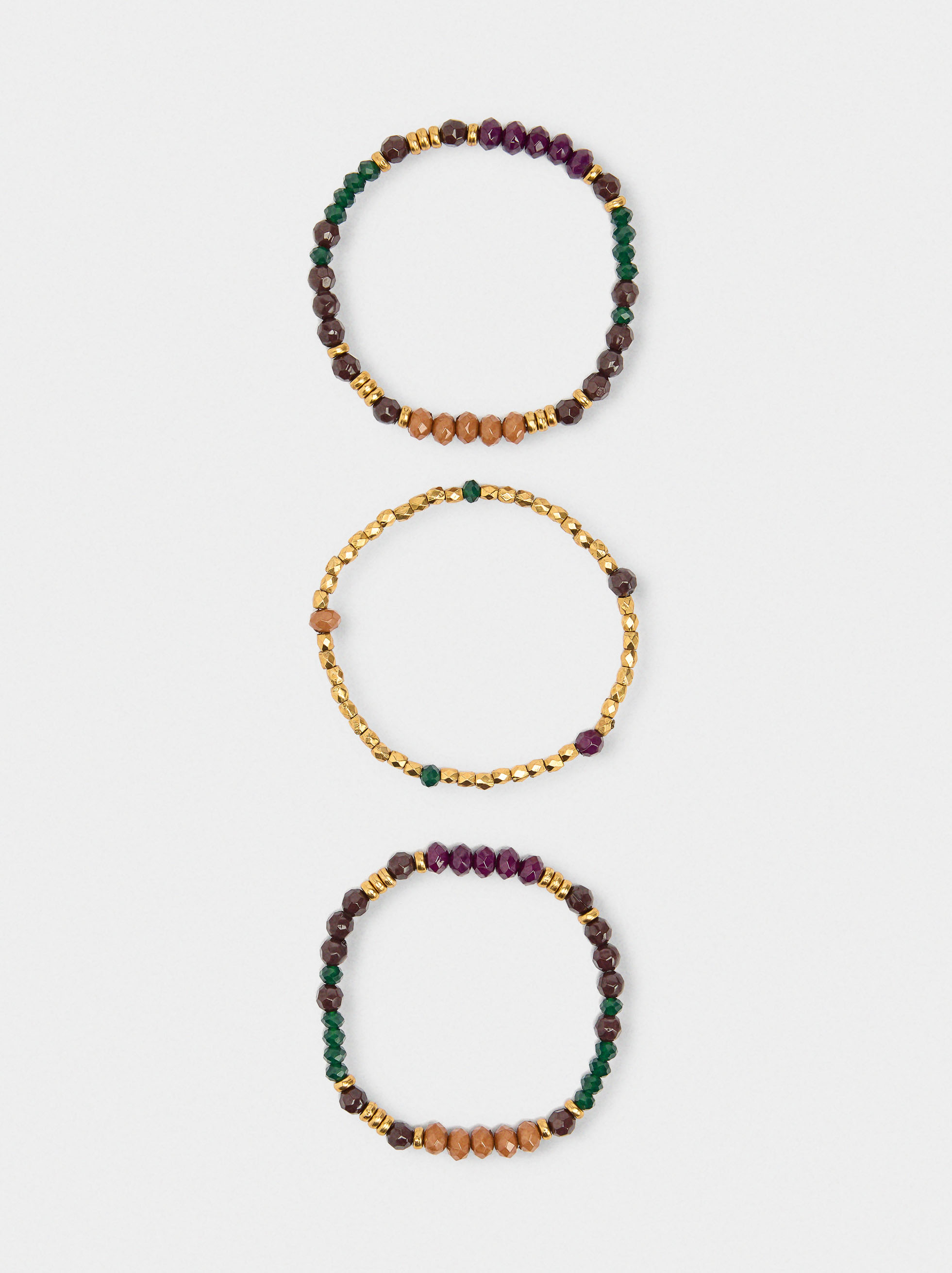 Set of elastic bracelets with multicolor beads image number 3.0