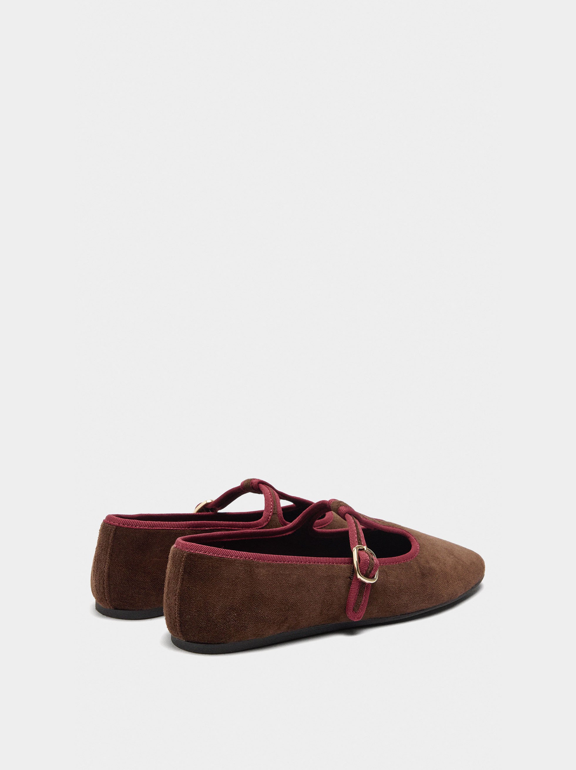 T-bar ballet flats with soft texture image number 3.0