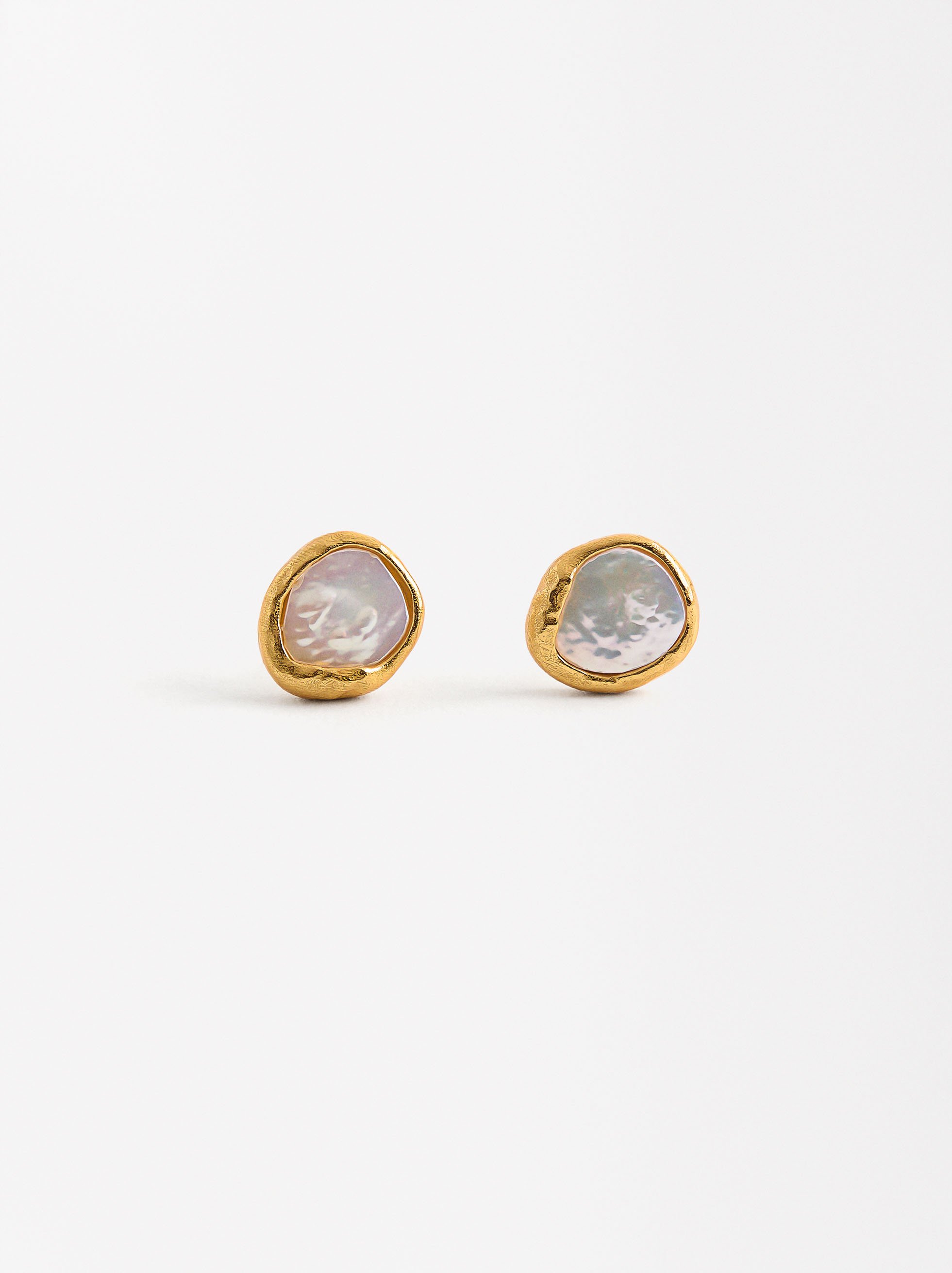 Boucles d'oreilles ovales avec perles d'eau douce - argent sterling 925 image number 1.0