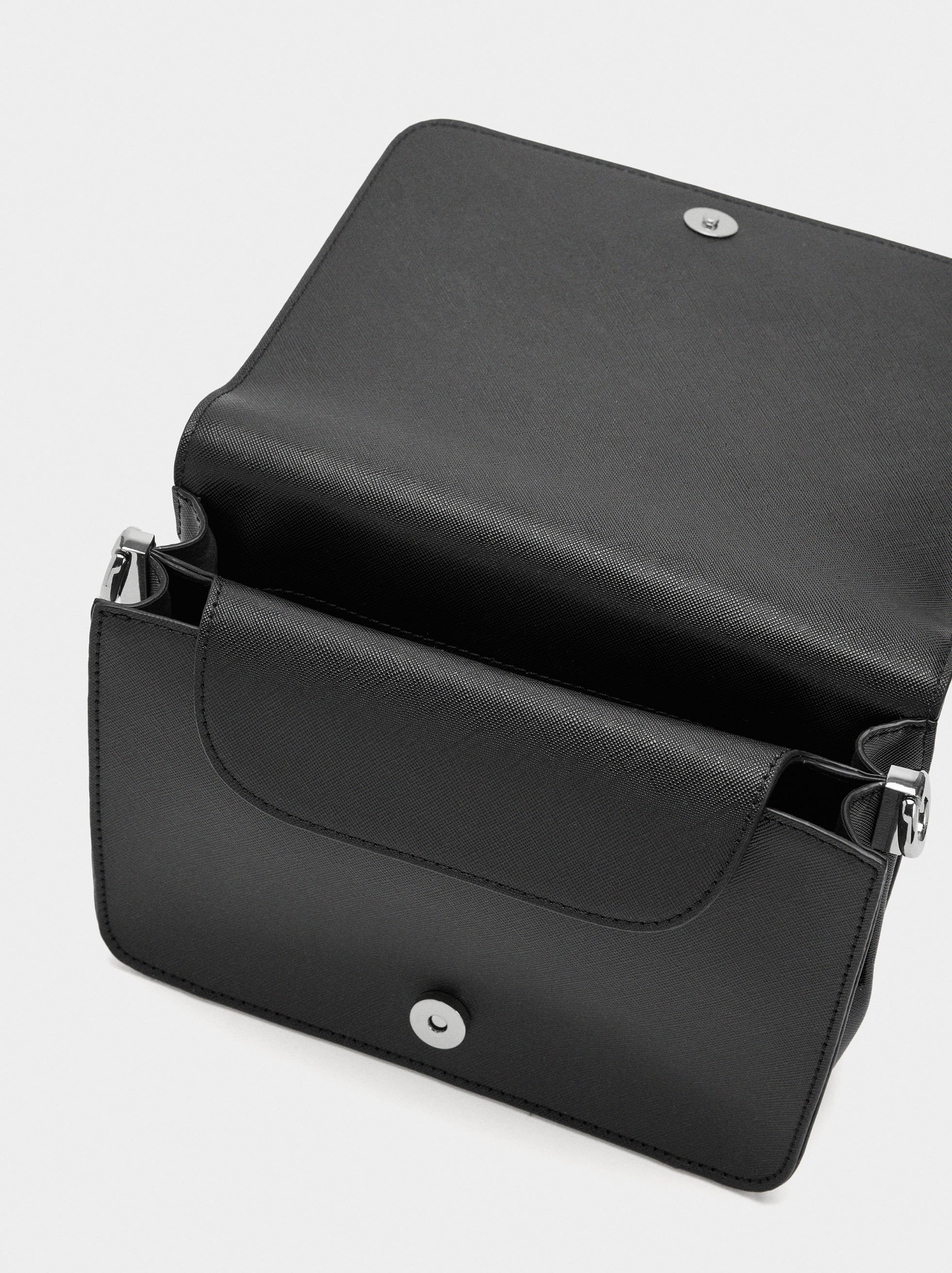 Crossbody bag with texture and flap closure image number 4.0