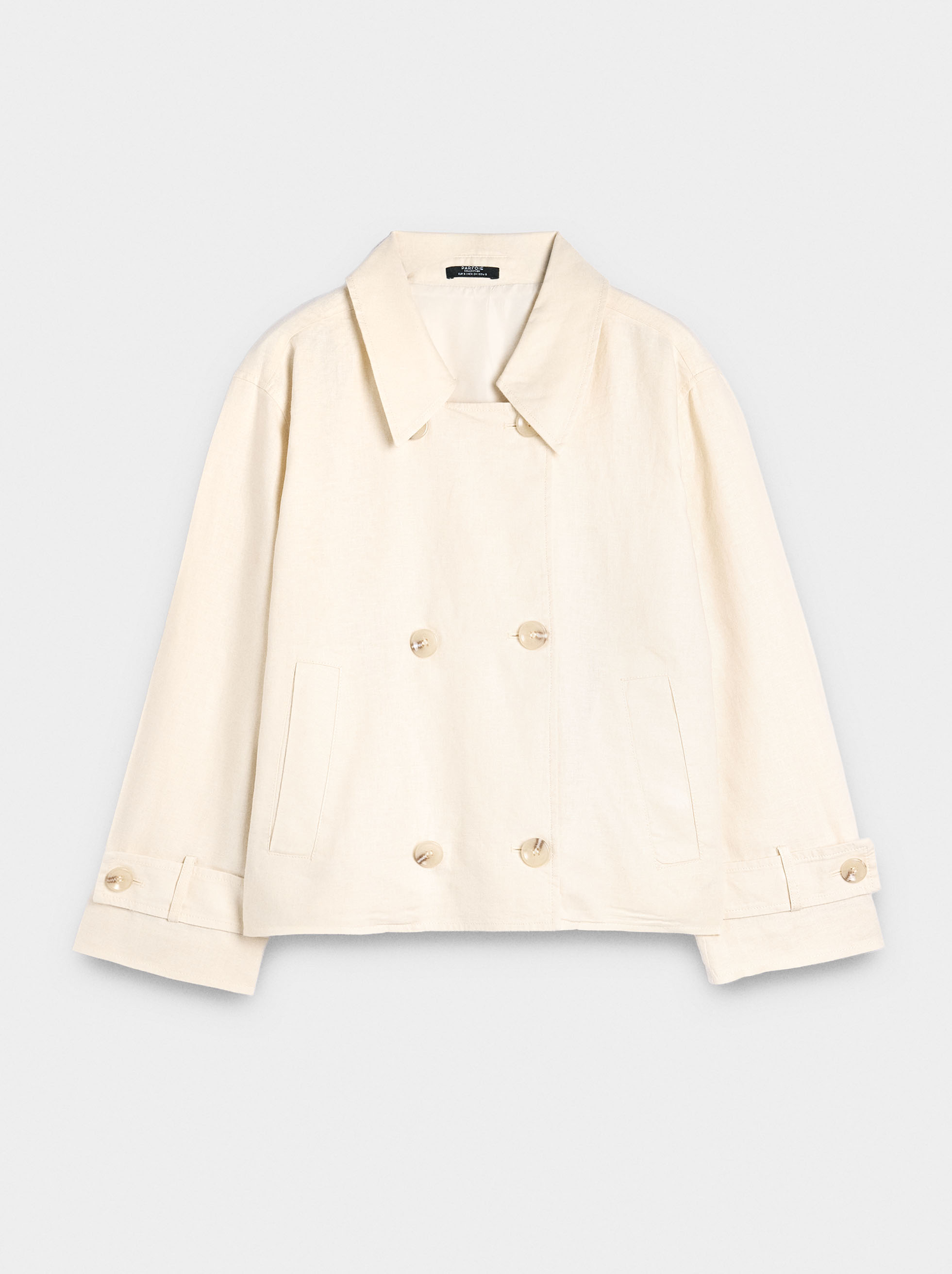 Short trench coat with linen blend image number 4.0