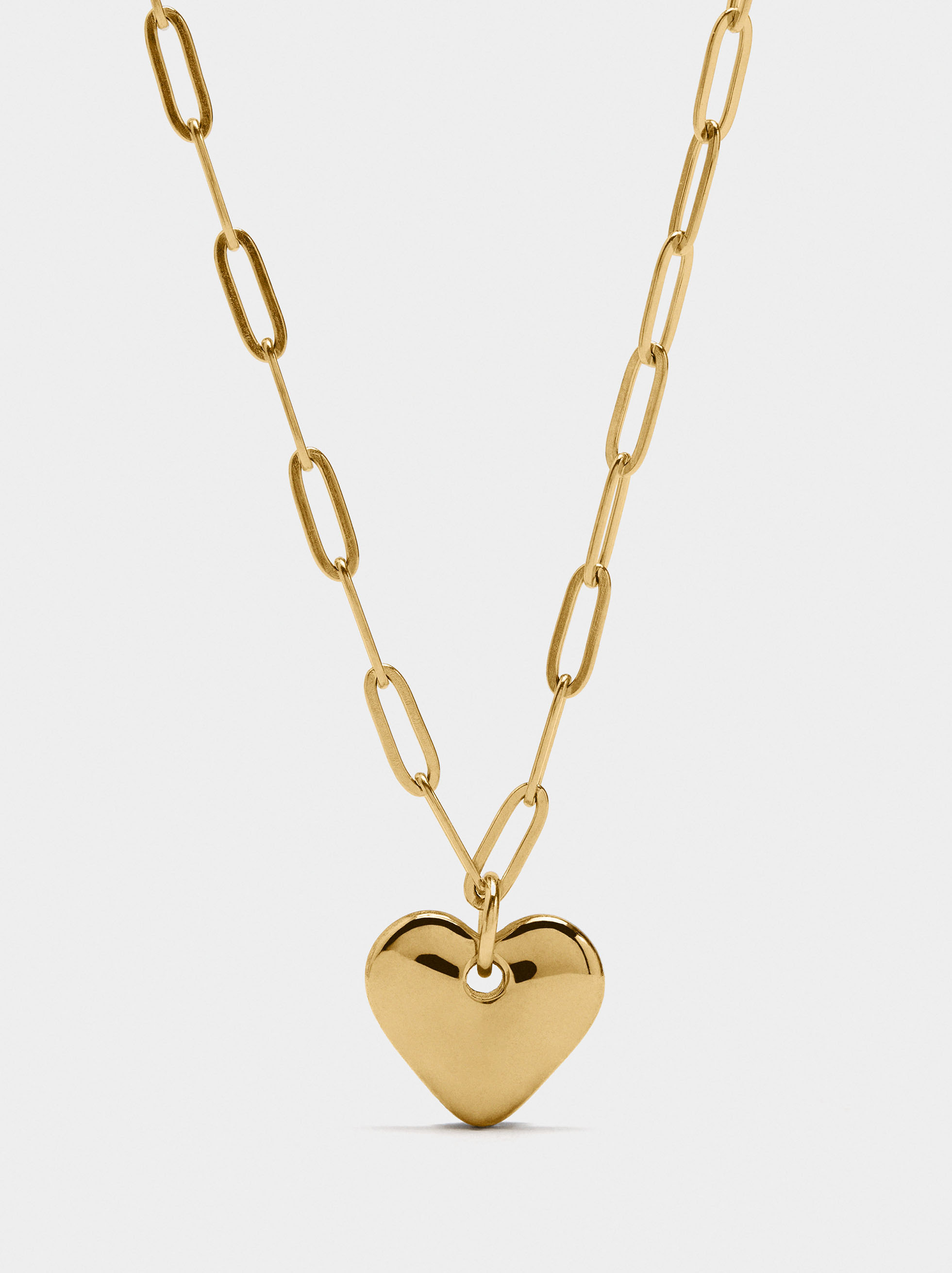 Necklace of links with heart - stainless steel image number 0.0