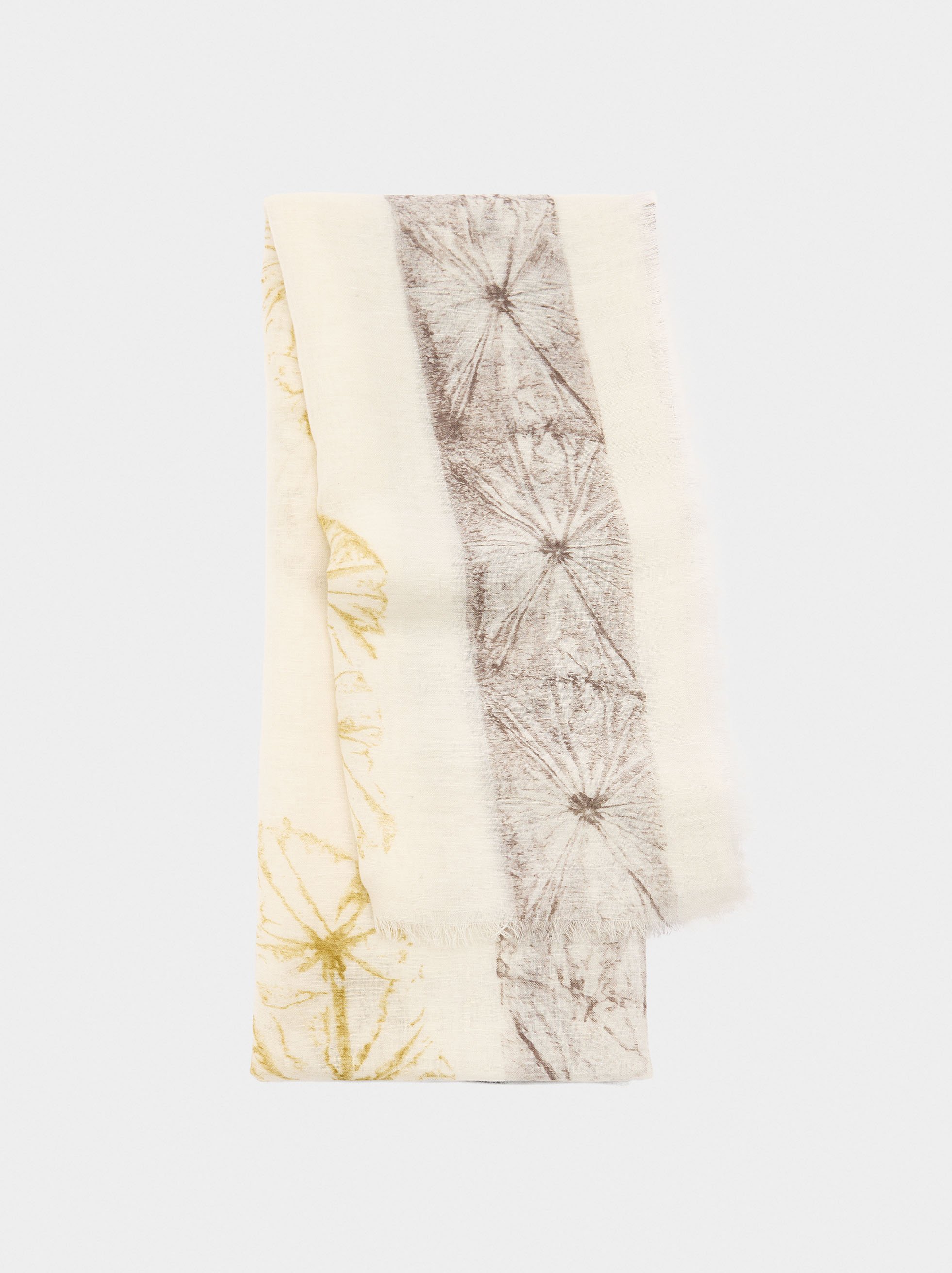 Printed scarf with a linen and cotton blend image number 0.0