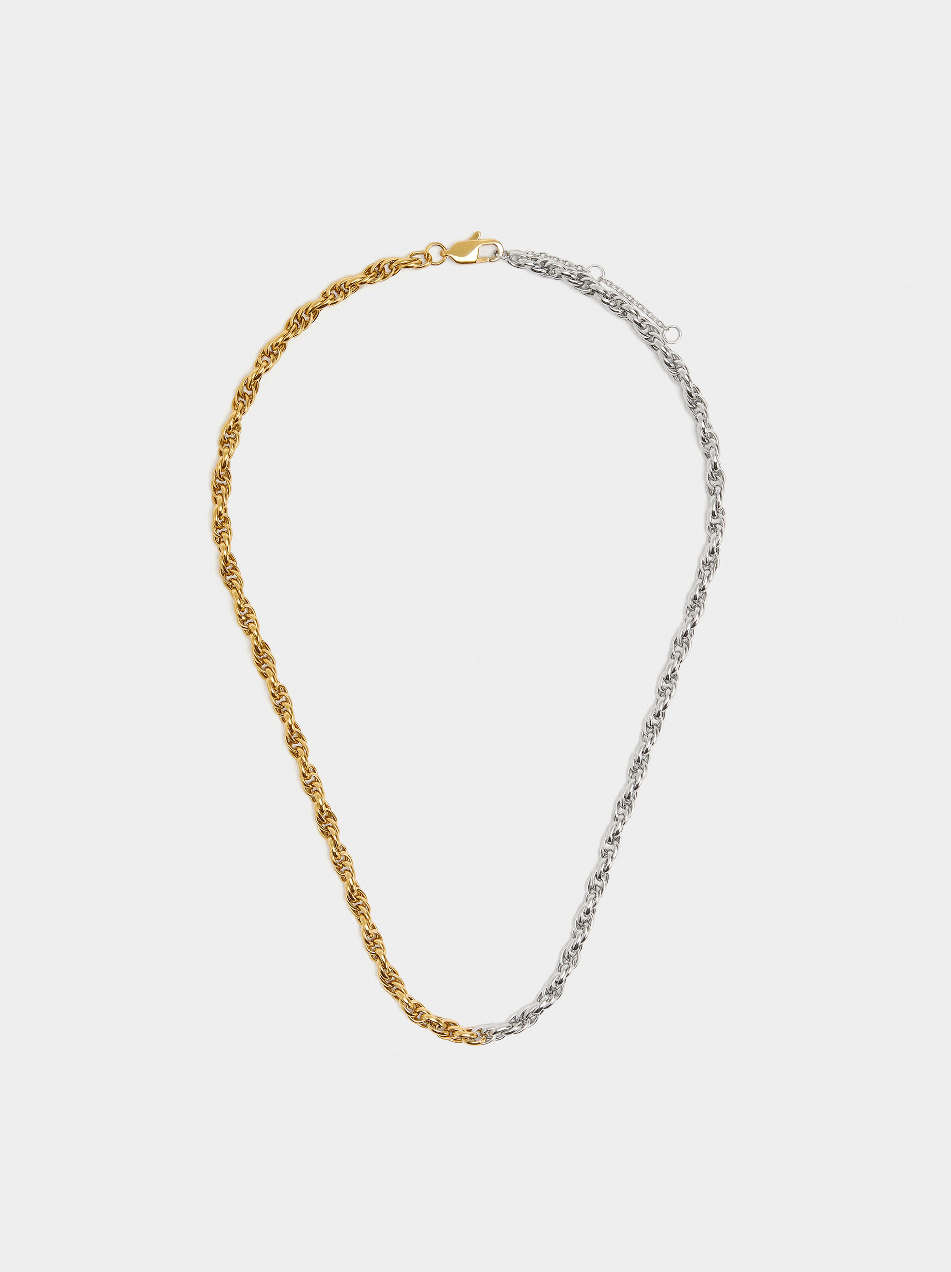 Bicolor necklace with links - stainless steel image number 1.0