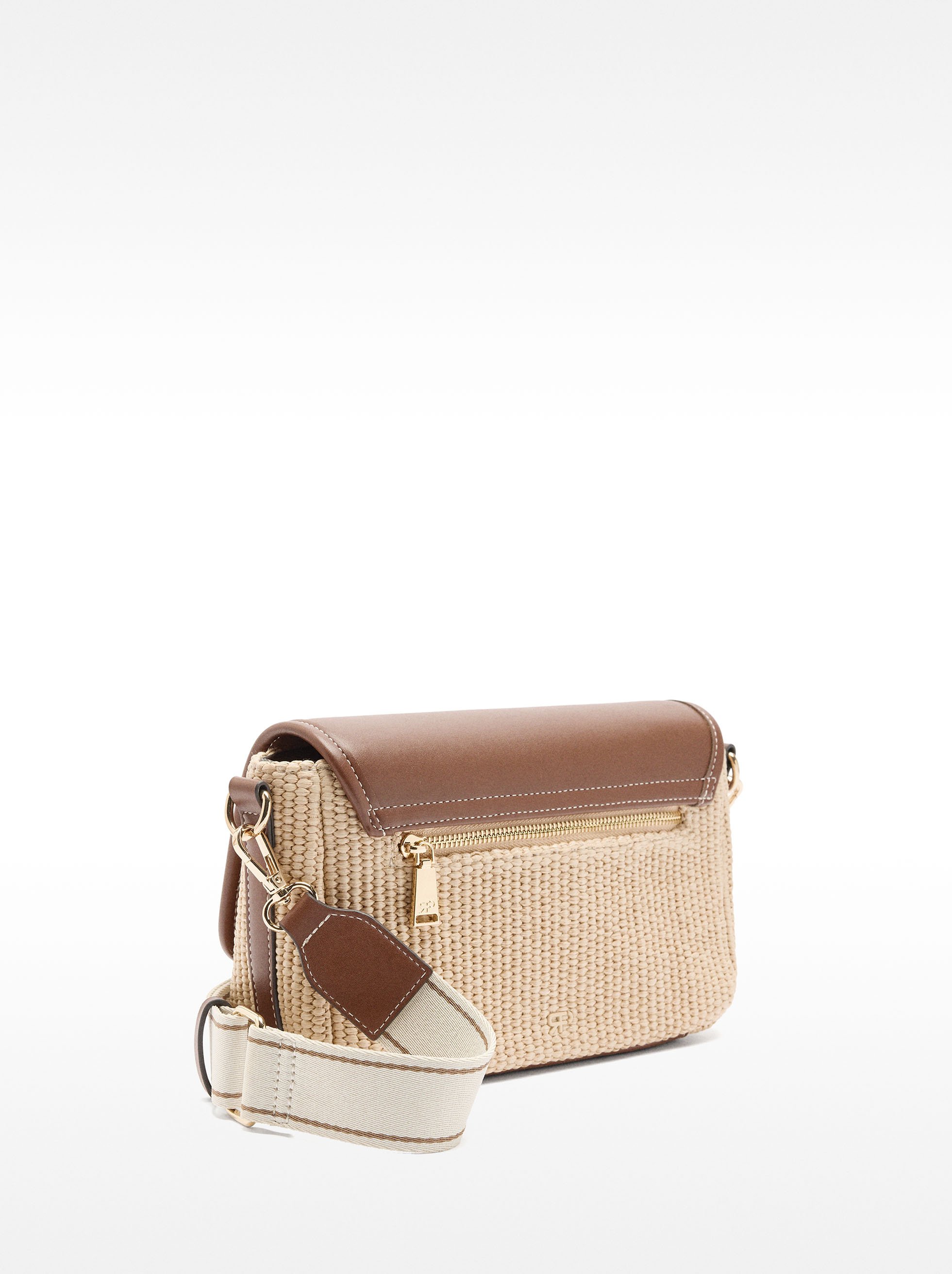 Crossbody bag with straw effect and flap image number 3.0