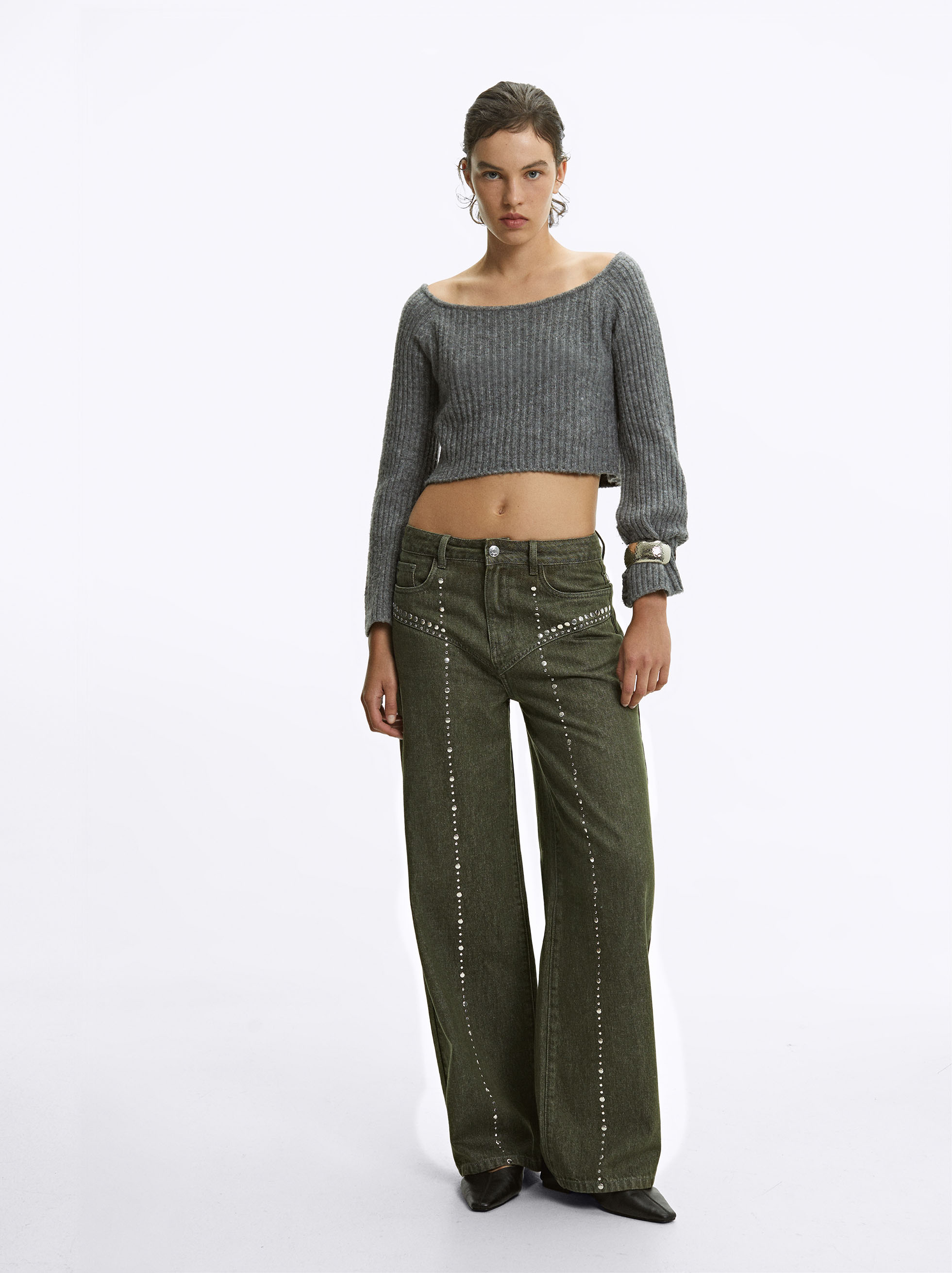 Cotton Pants With Studs image number 1.0