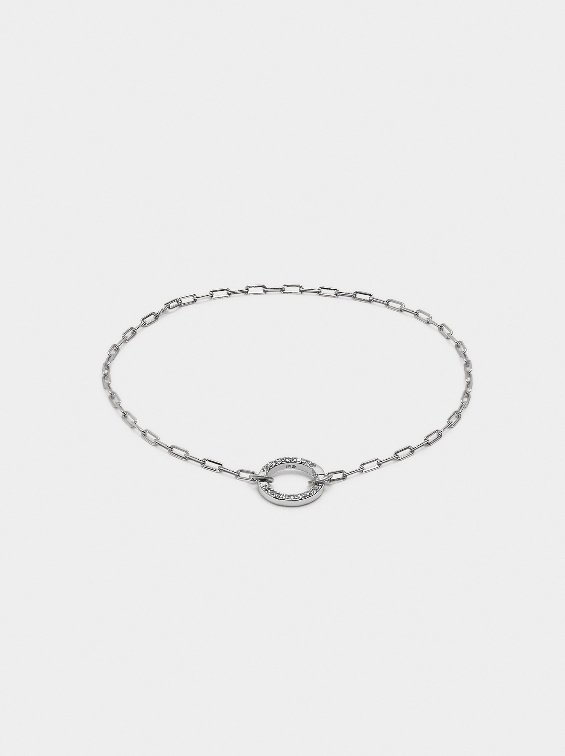 Pendant link bracelet with zirconias - 925 sterling silver image number 0.0